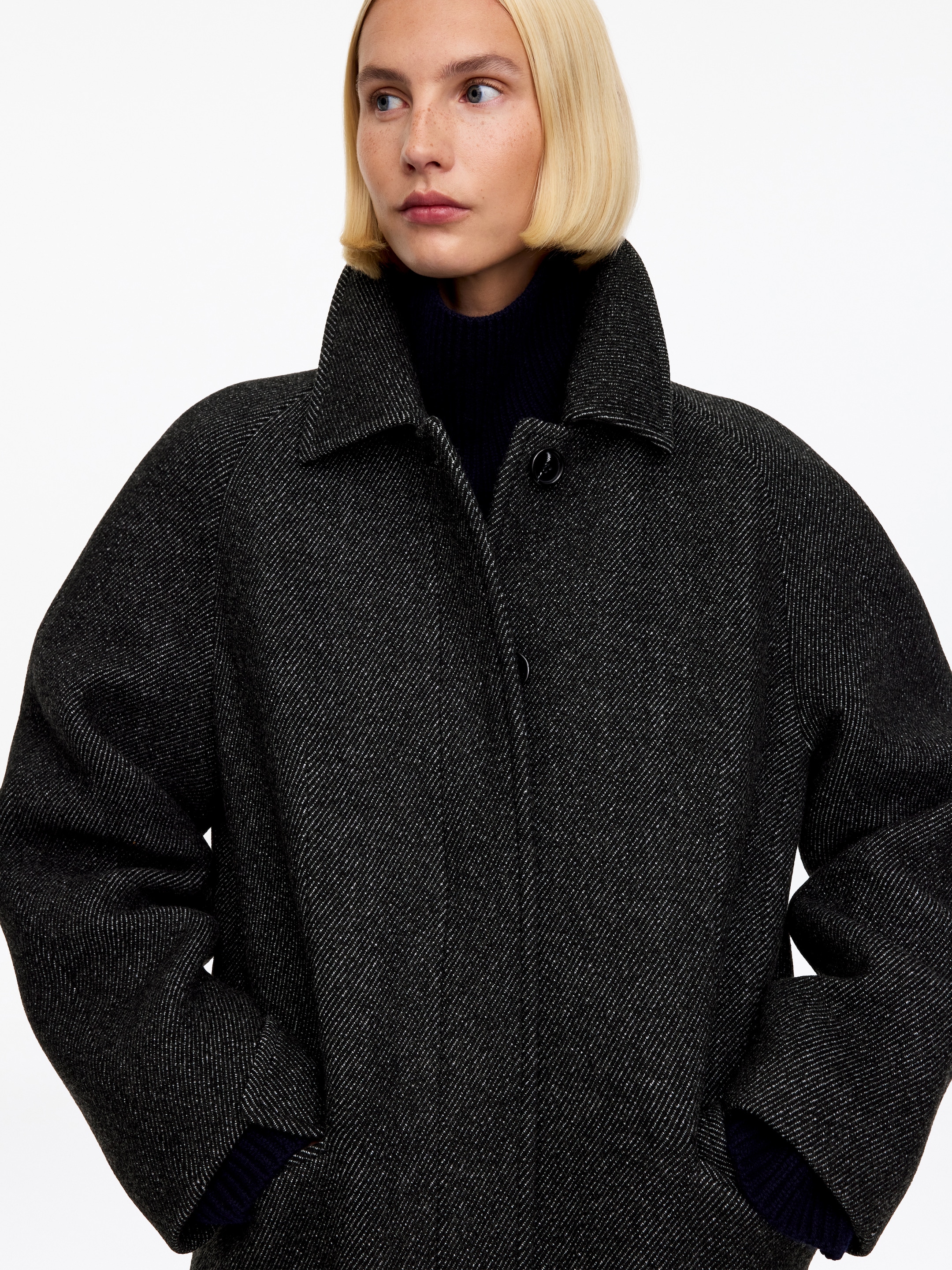 Wool-Blend Coat - Speckled Black - Regular fit - women - StillMedia/Lookbook - 2
