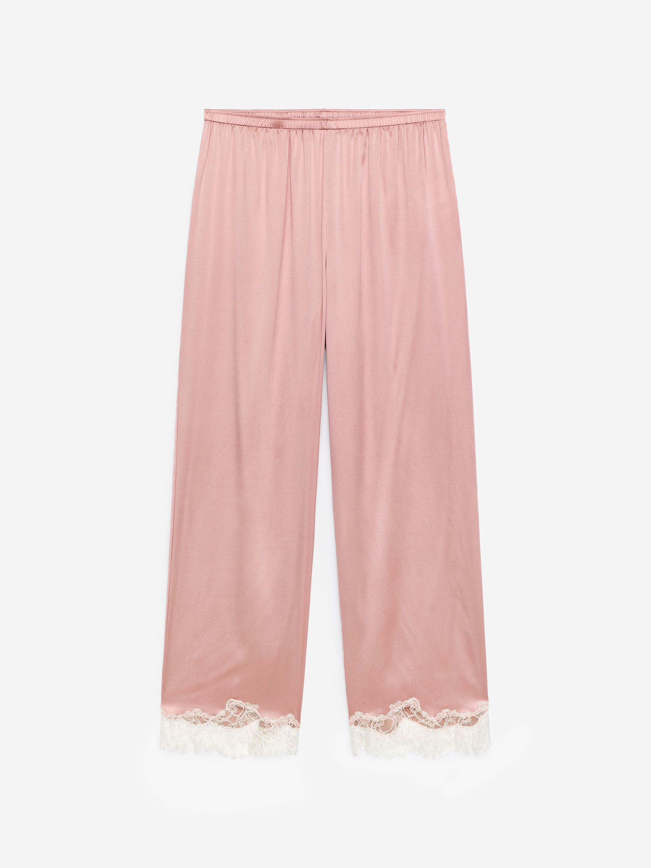Byxor i sidenblandning - Ljusrosa - Loose fit - Women - StillMedia/DescriptiveStillLife - 1