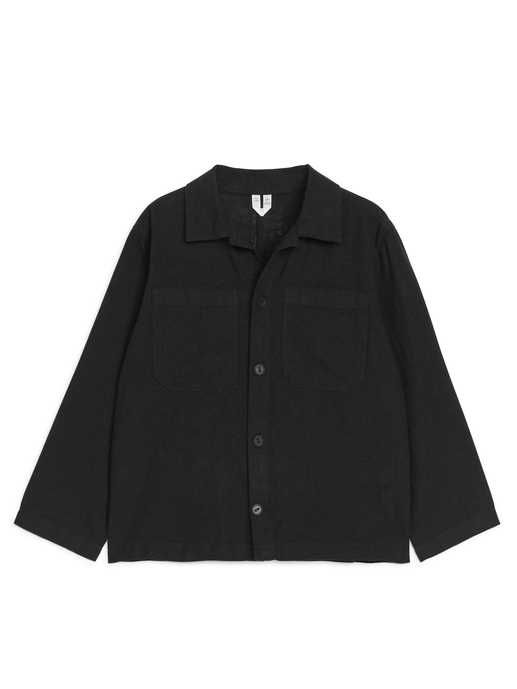 Linen Cotton Overshirt-Black-11691