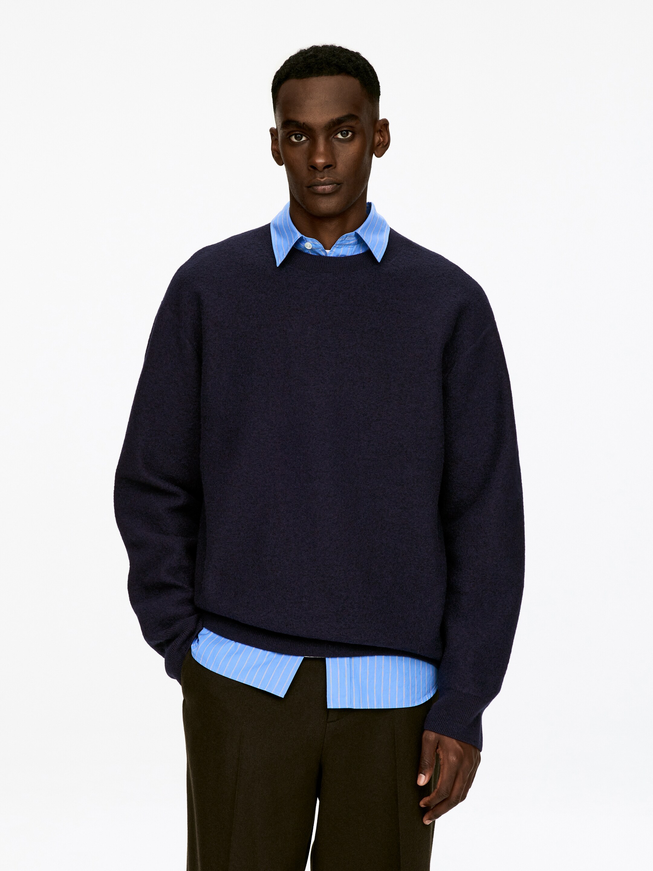 Zobrazit větší obrázek: Svetr z vařené vlny - Tmavě modrá - MUŽI | H&M CZ 1