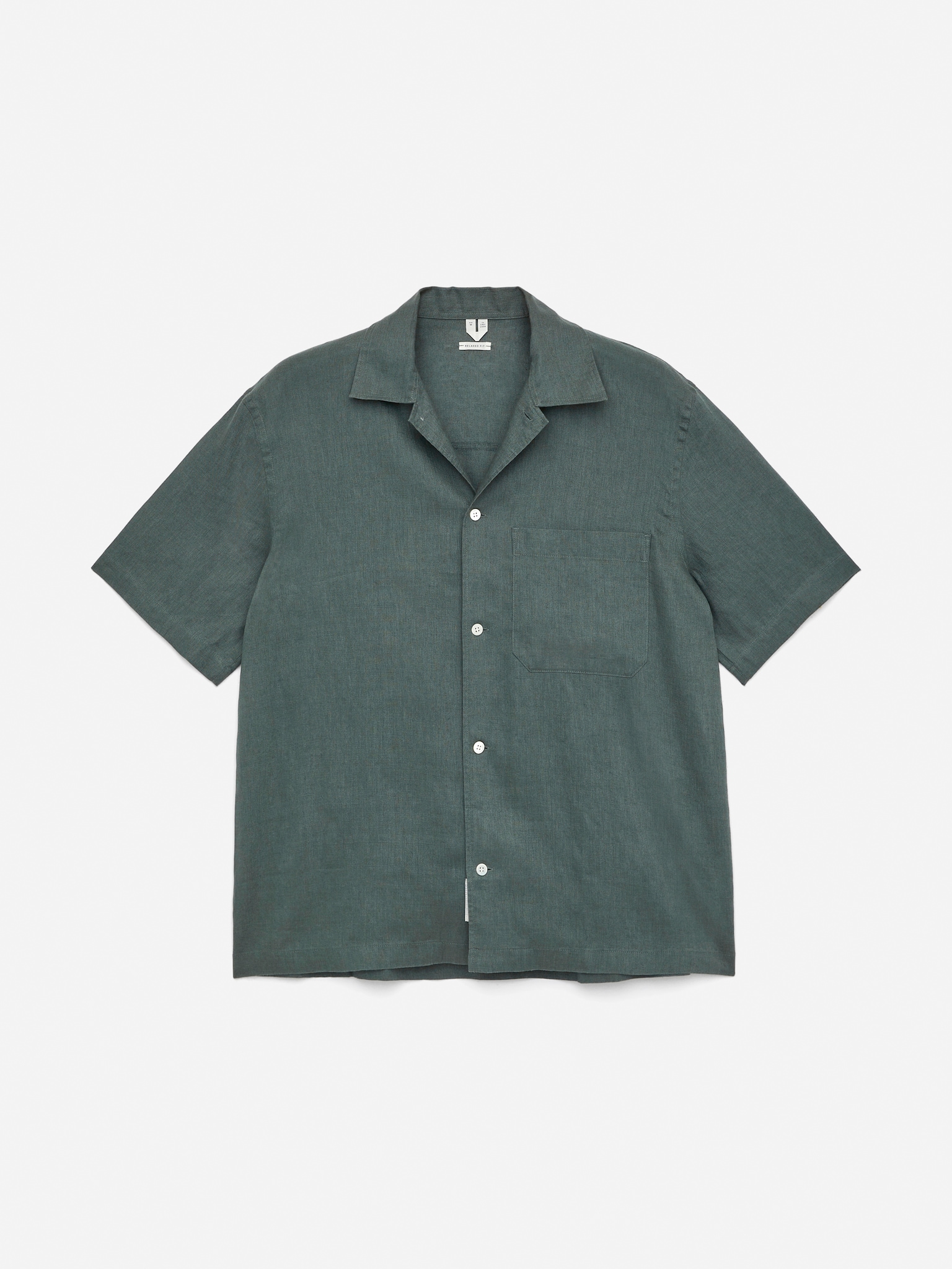 Chemise en lin à manches courtes - Vert/Noir/Beige