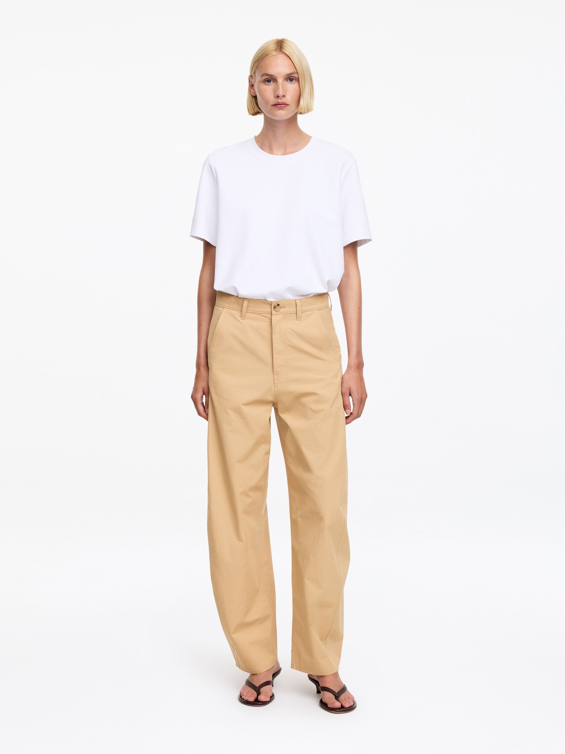 Barrel-Leg Trousers-#C1B594-19550