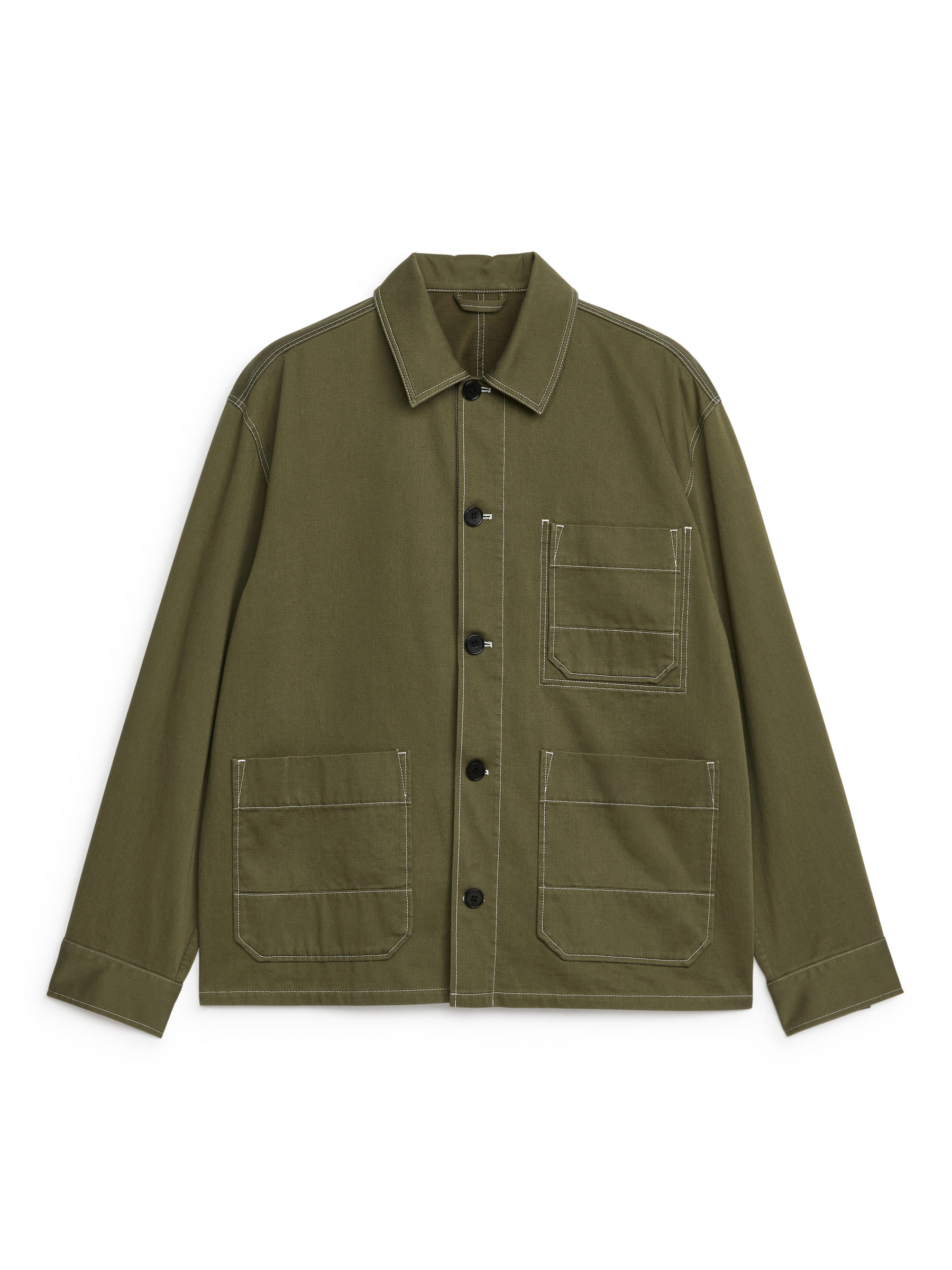 Cotton Satin Overshirt-#756F5F-8314