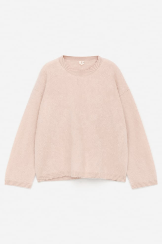 Pullover aus reinem, gebürstetem Kaschmir - Altrosa/Dunkelbraun/Schwarz - 1
