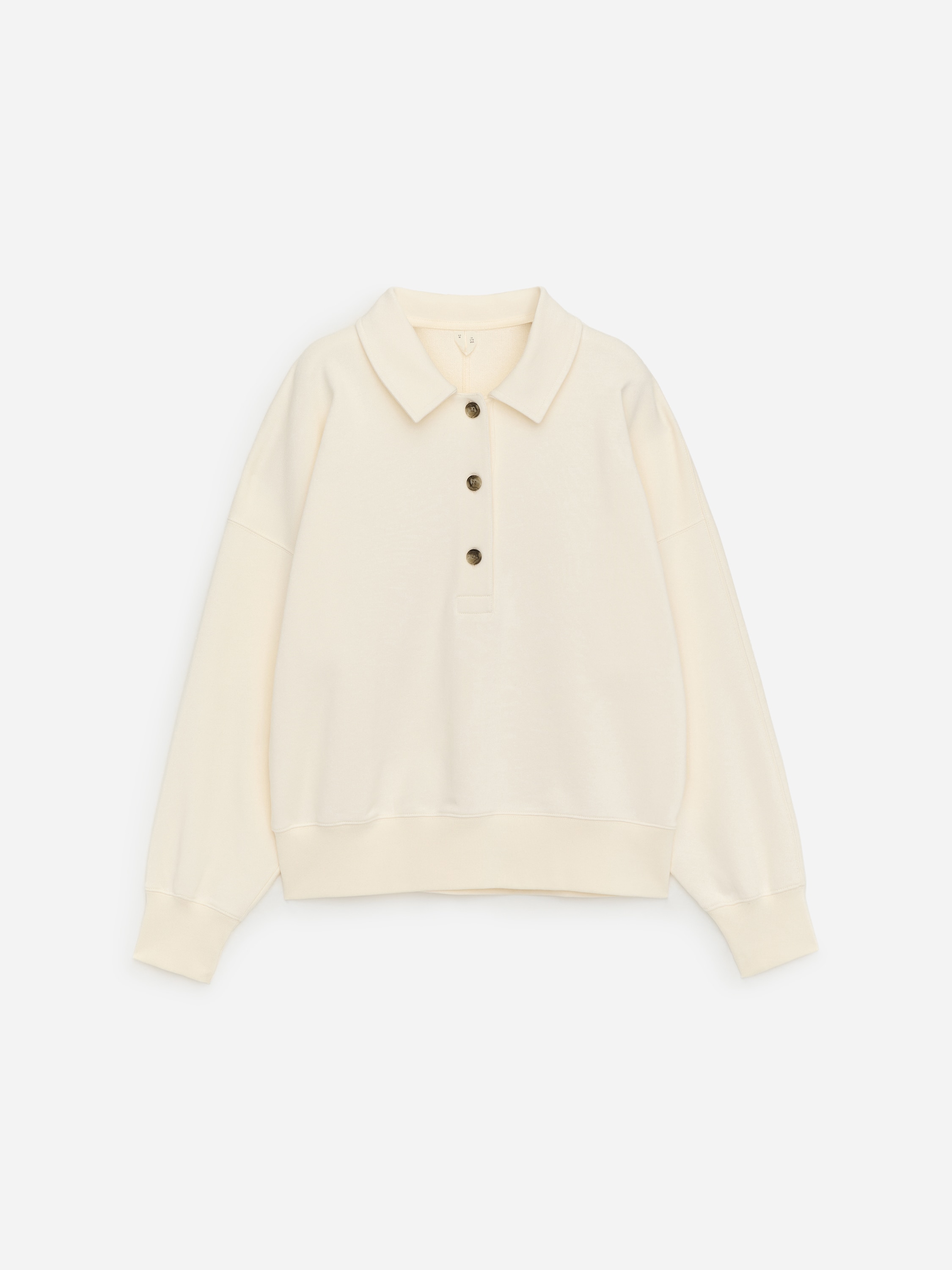 Hanorac Polo din French Terry - Alb Crem/Albastru deschis