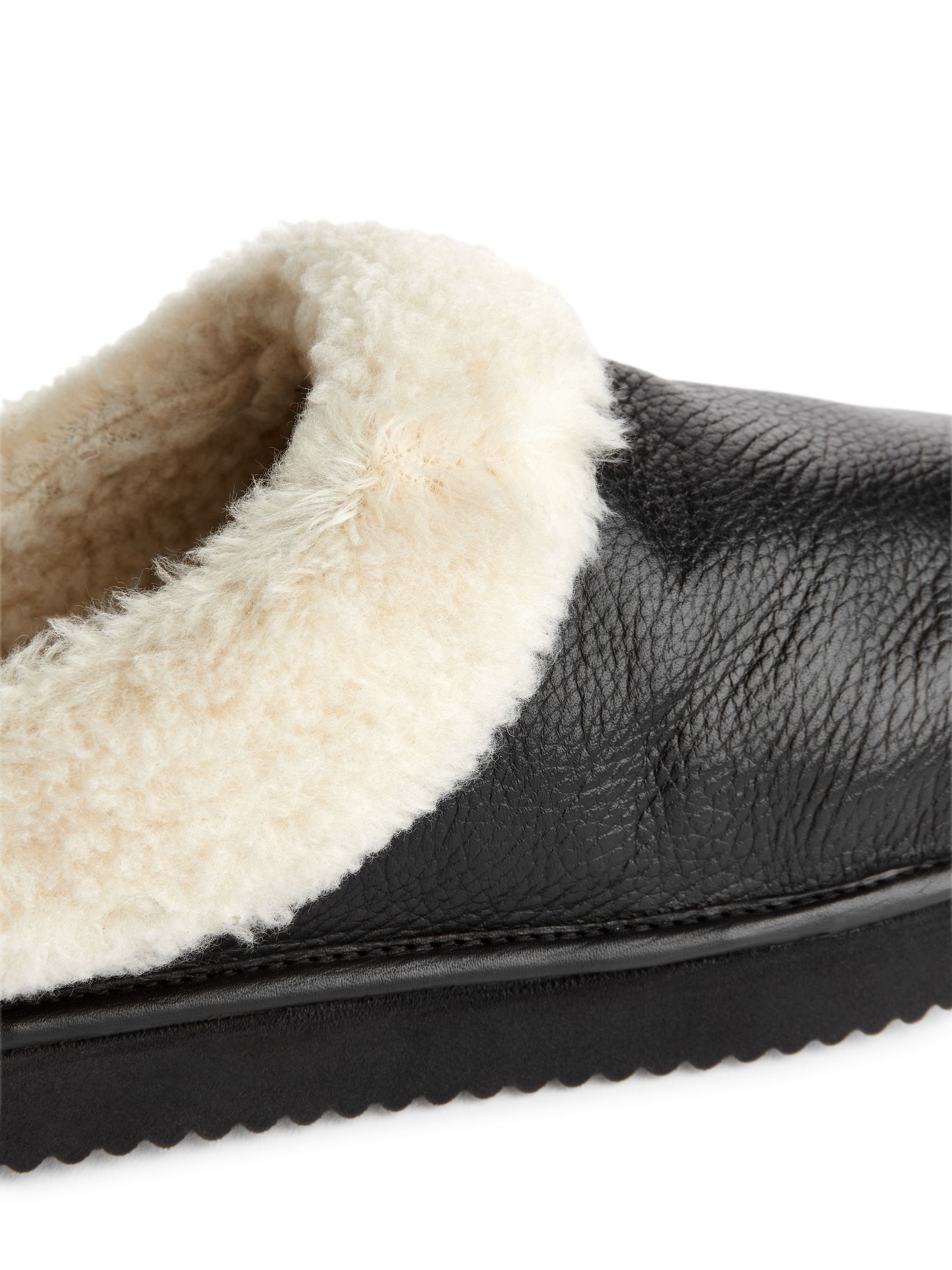 Lederhausschuhe mit Teddy - Schwarz/Cremeweiß - Damen - StillMedia/DescriptiveDetail - 1