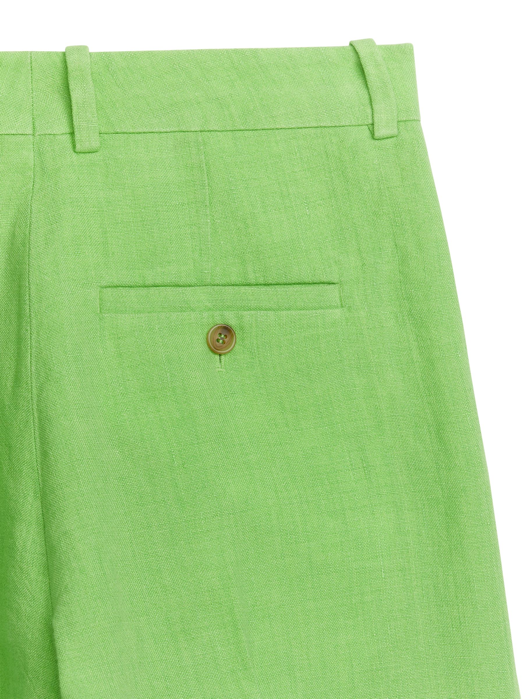 Heavy Linen Shorts - Lime Green - Regular fit - Women - StillMedia/DescriptiveDetail - 2