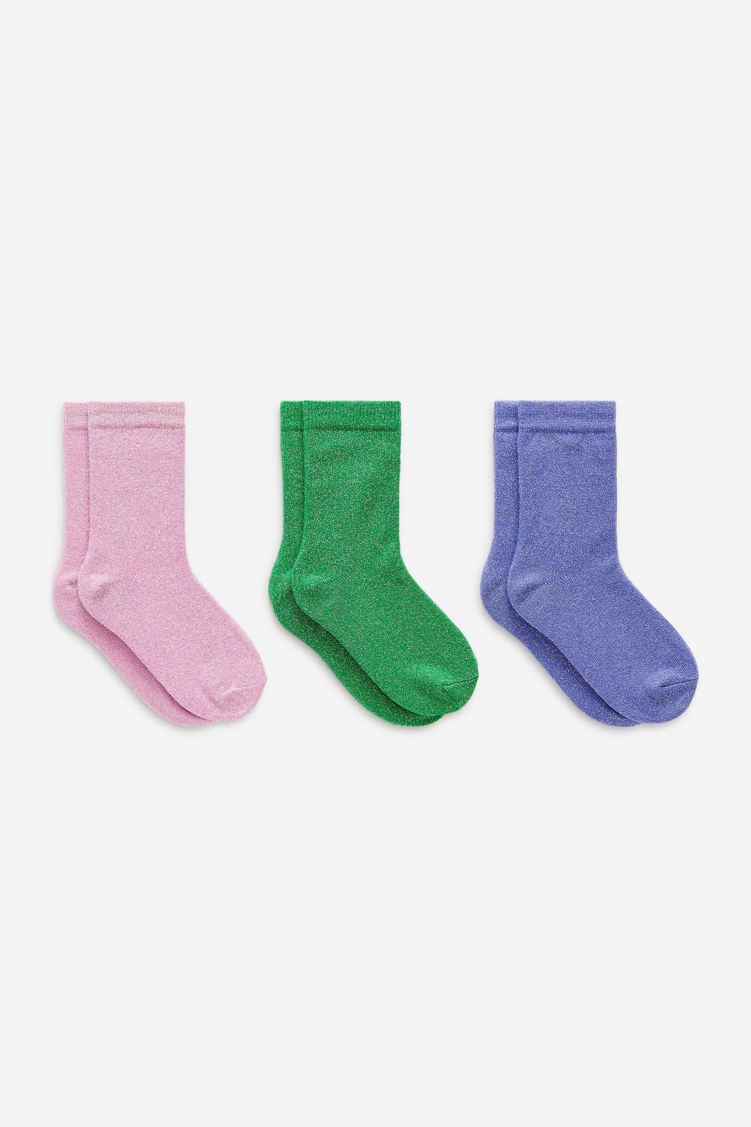 Glitzersocken, 3er-Pack - Rosa/Grün/Lila