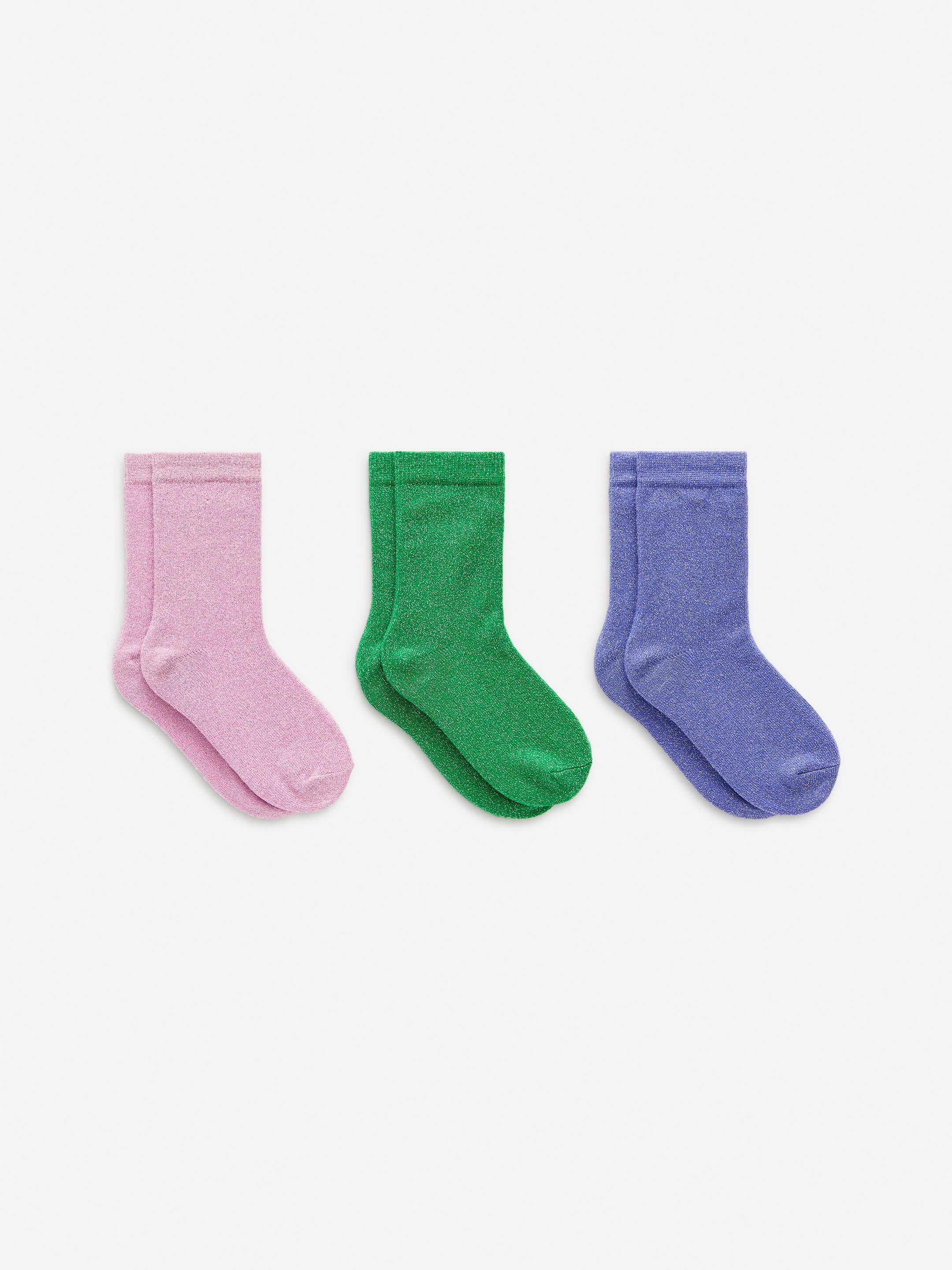 Grotere afbeelding bekijken: Set van 3 paar glitter sokken - Pink/Green/Purple - KINDEREN | H&M BE 1