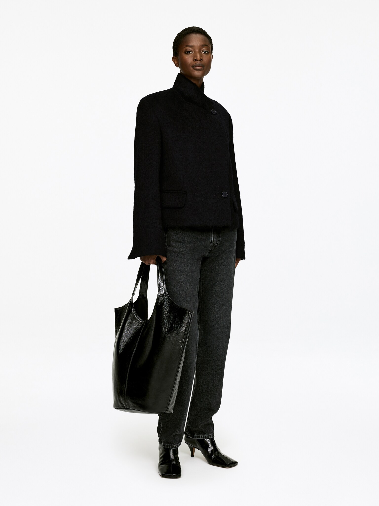 Wool-Alpaca Blend Jacket - Black - 5