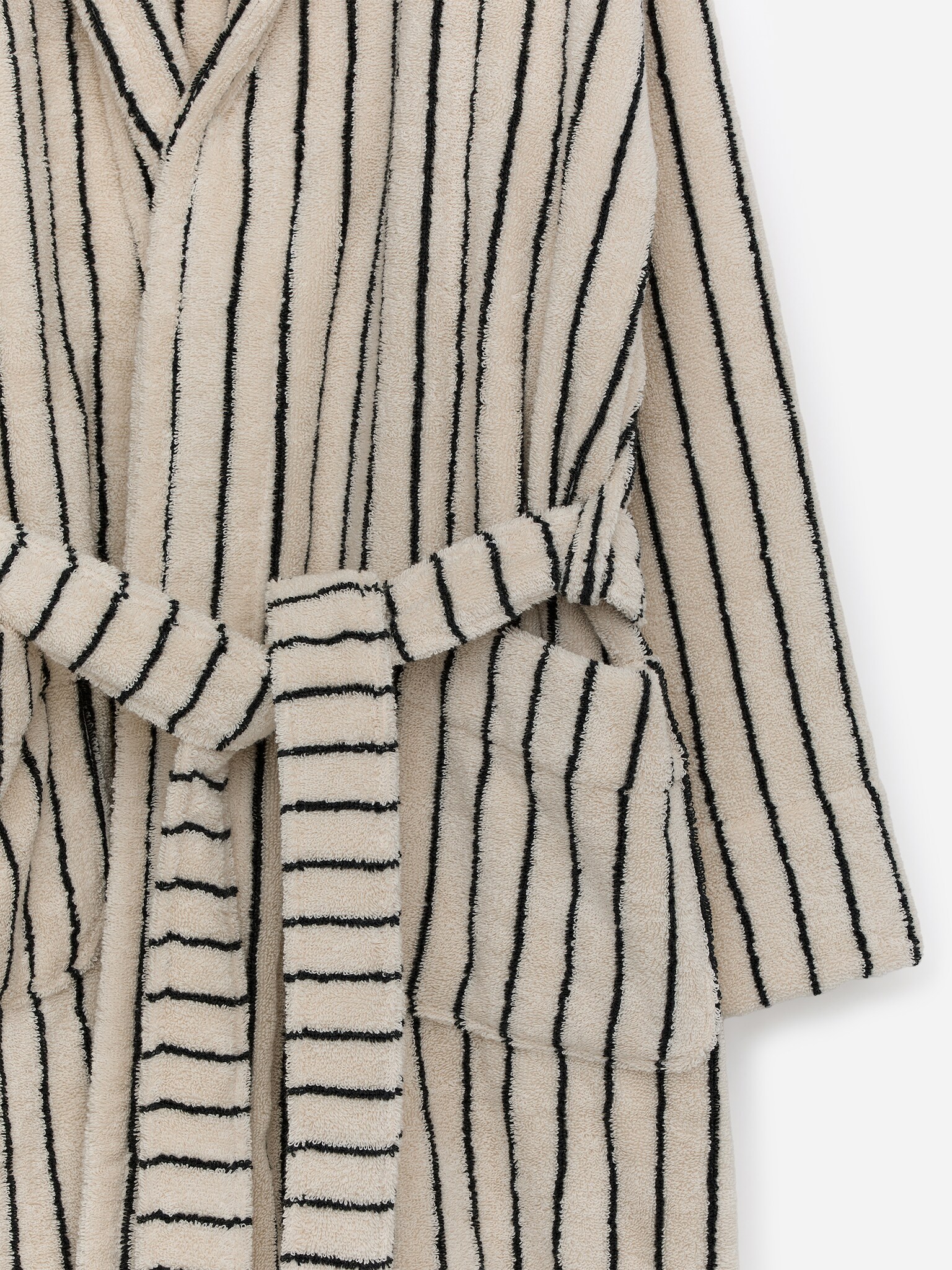 Roupão de banho em terry de algodão - Branco sujo/preto - 5