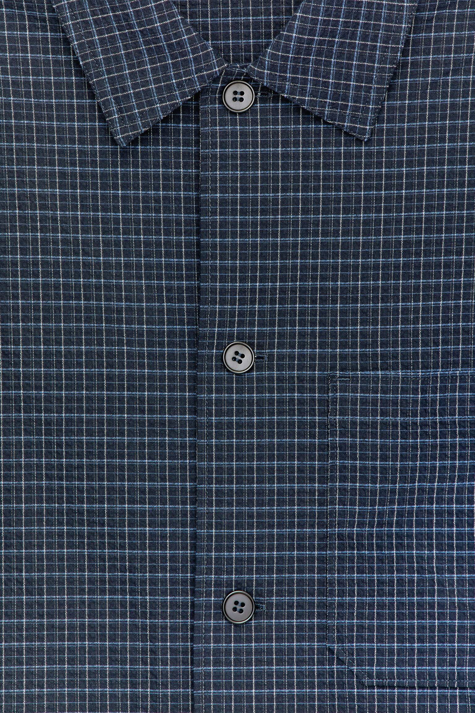 Chemise en crépon de coton - Bleu foncé/Carreaux - 4