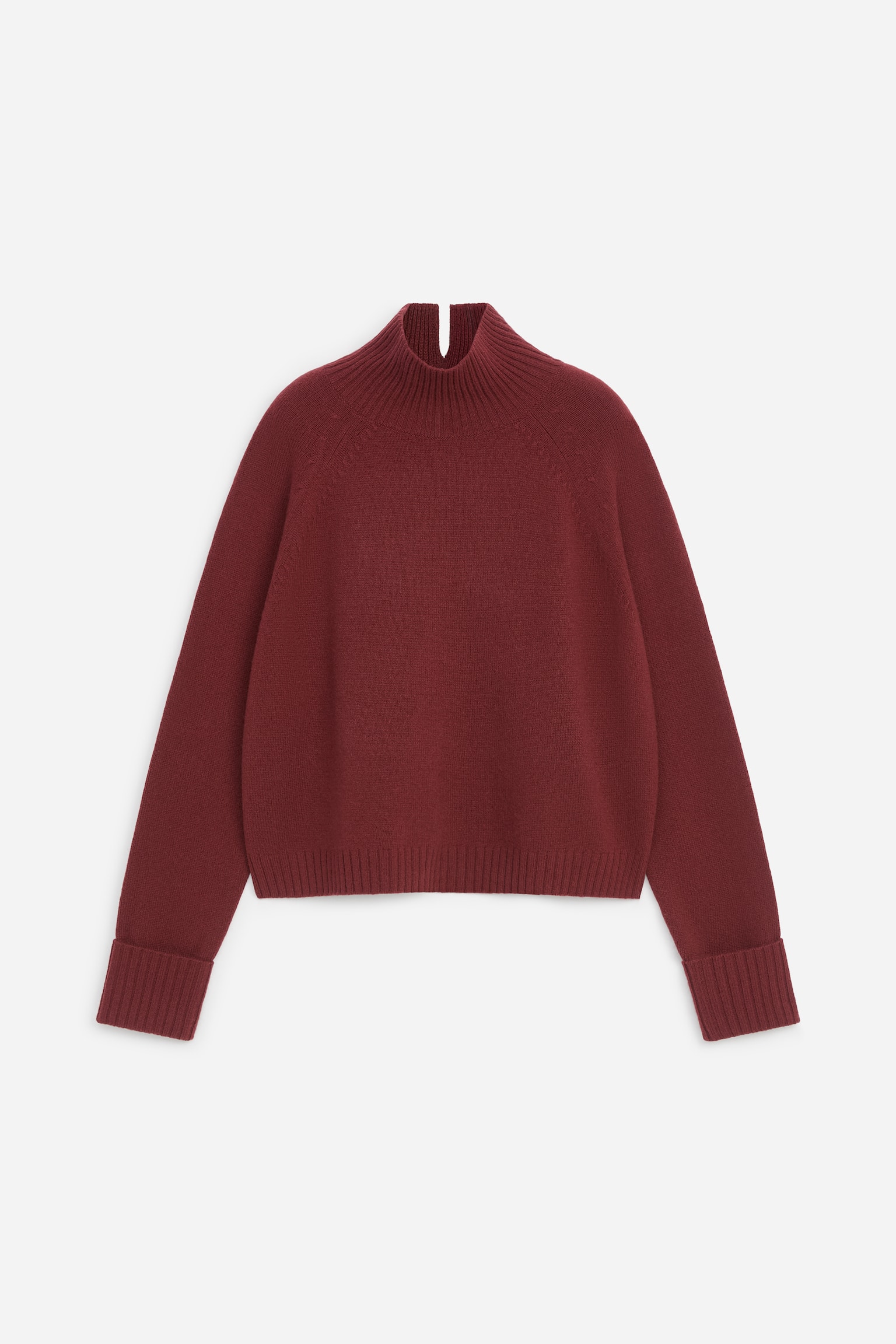 Camisola de lã com gola dobrada - Cor de ferrugem/Branco sujo/Cinzento escuro/Cinzento escuro mesclado
