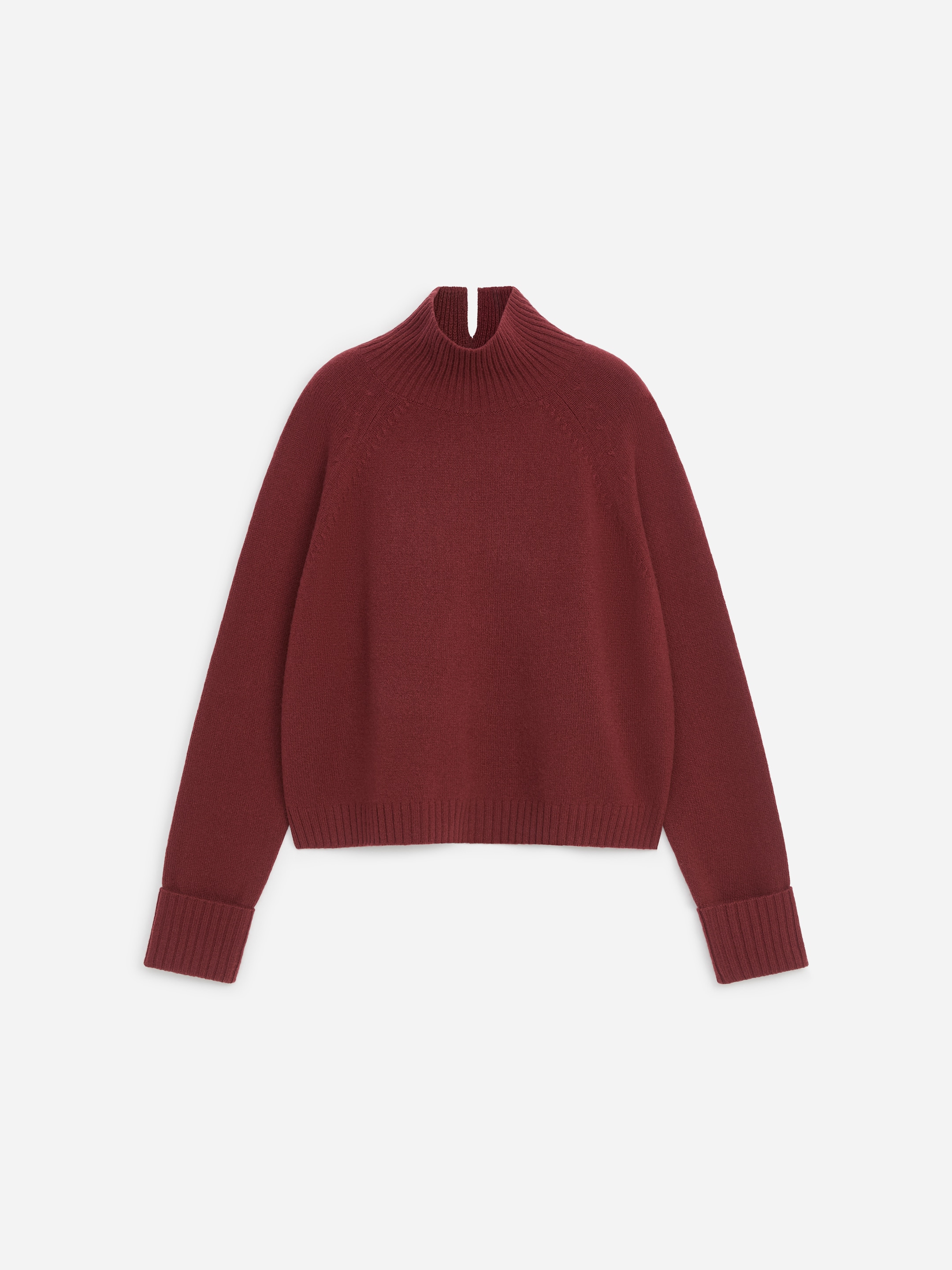 Roll-Neck Wool Jumper-Red-21276