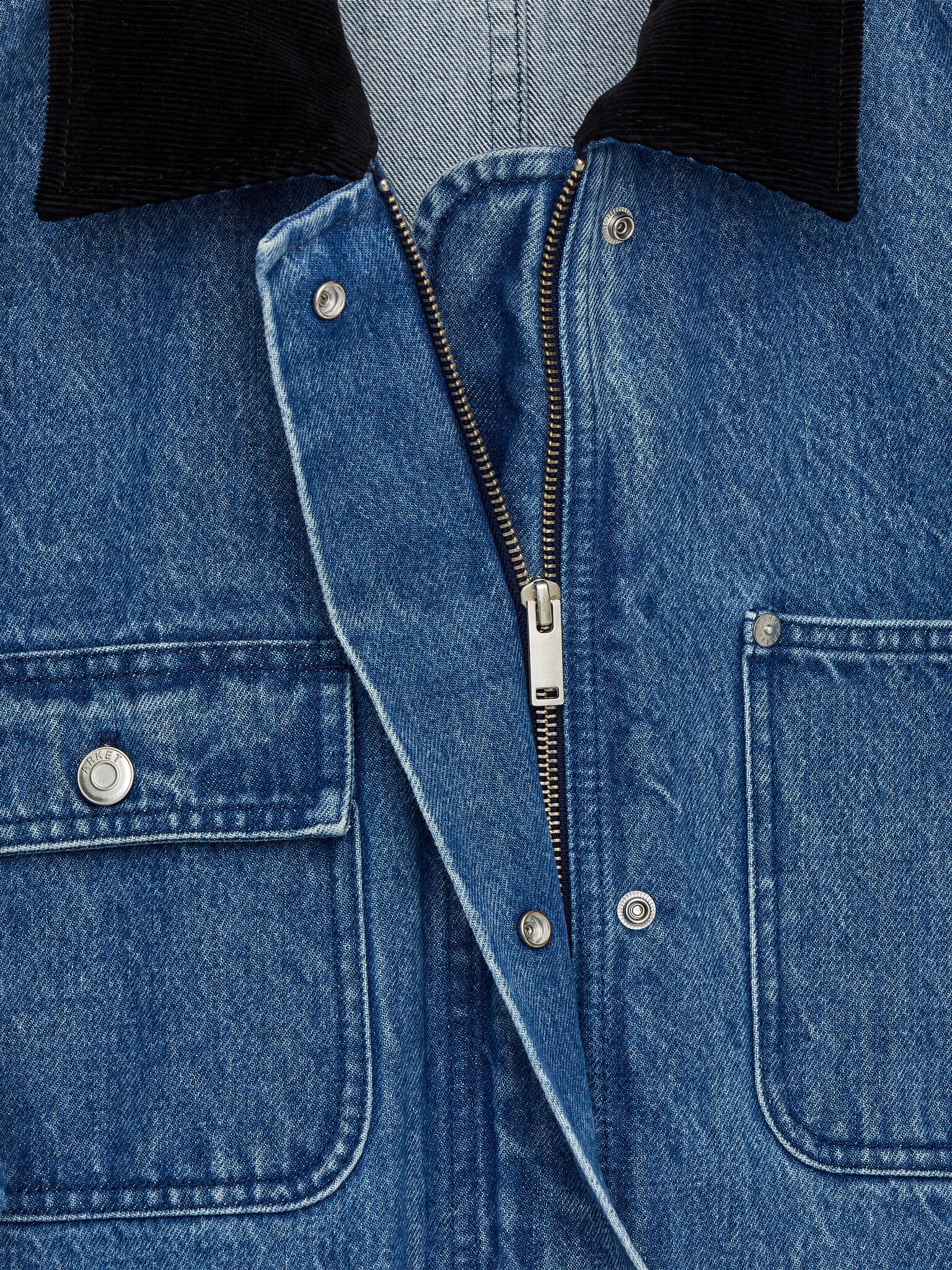Veste en jean col velours - Bleu - 4