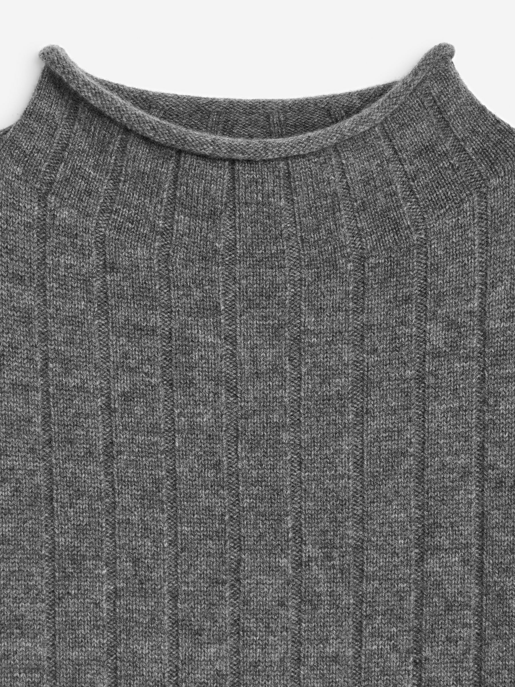 Pull côtelé en laine et cachemire - Gris chiné - Relaxed fit - Femme - StillMedia/DescriptiveDetail - 1