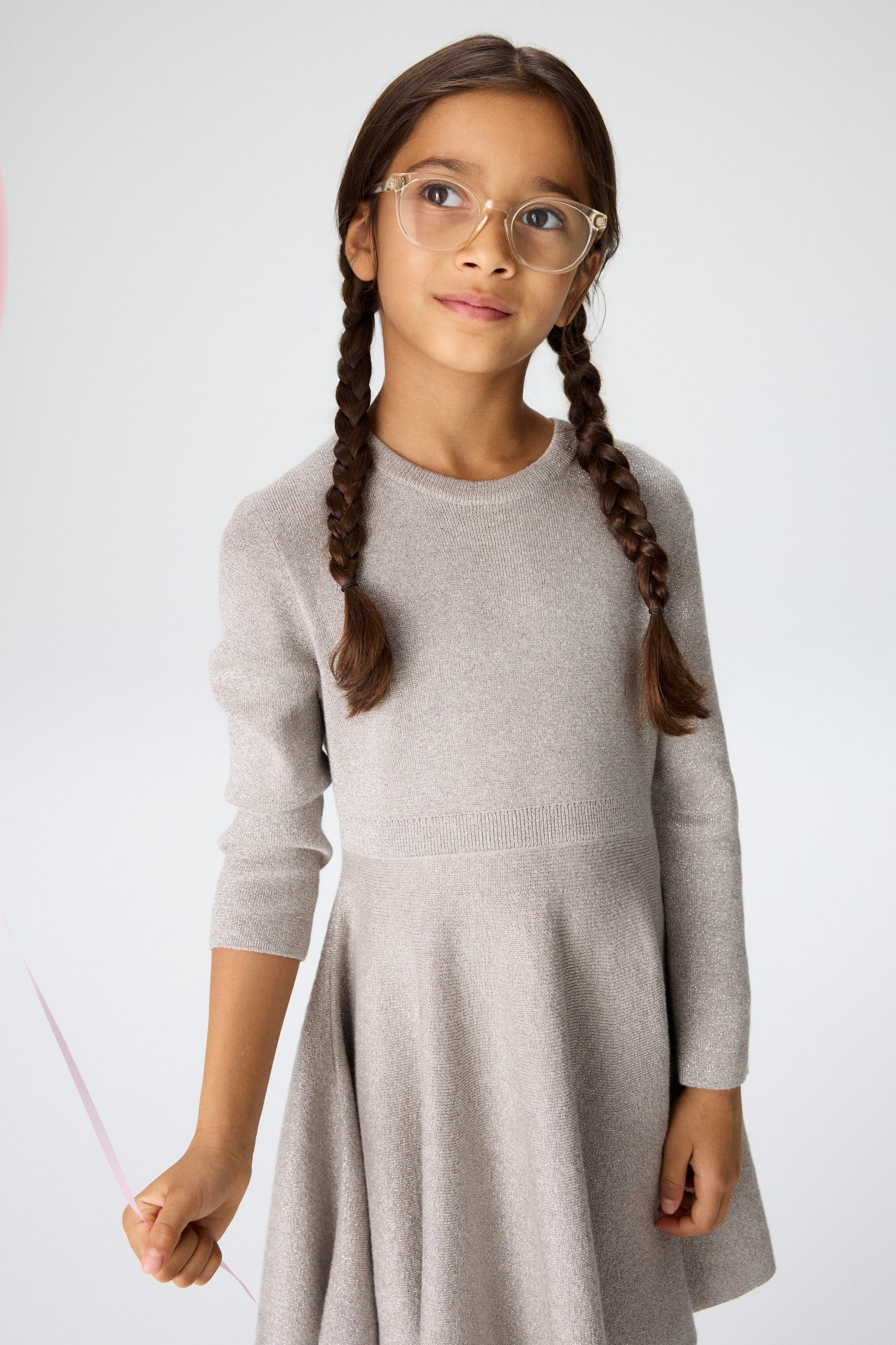 Visa större bild: Stickad klänning - Grå - BARN | H&M SE 1