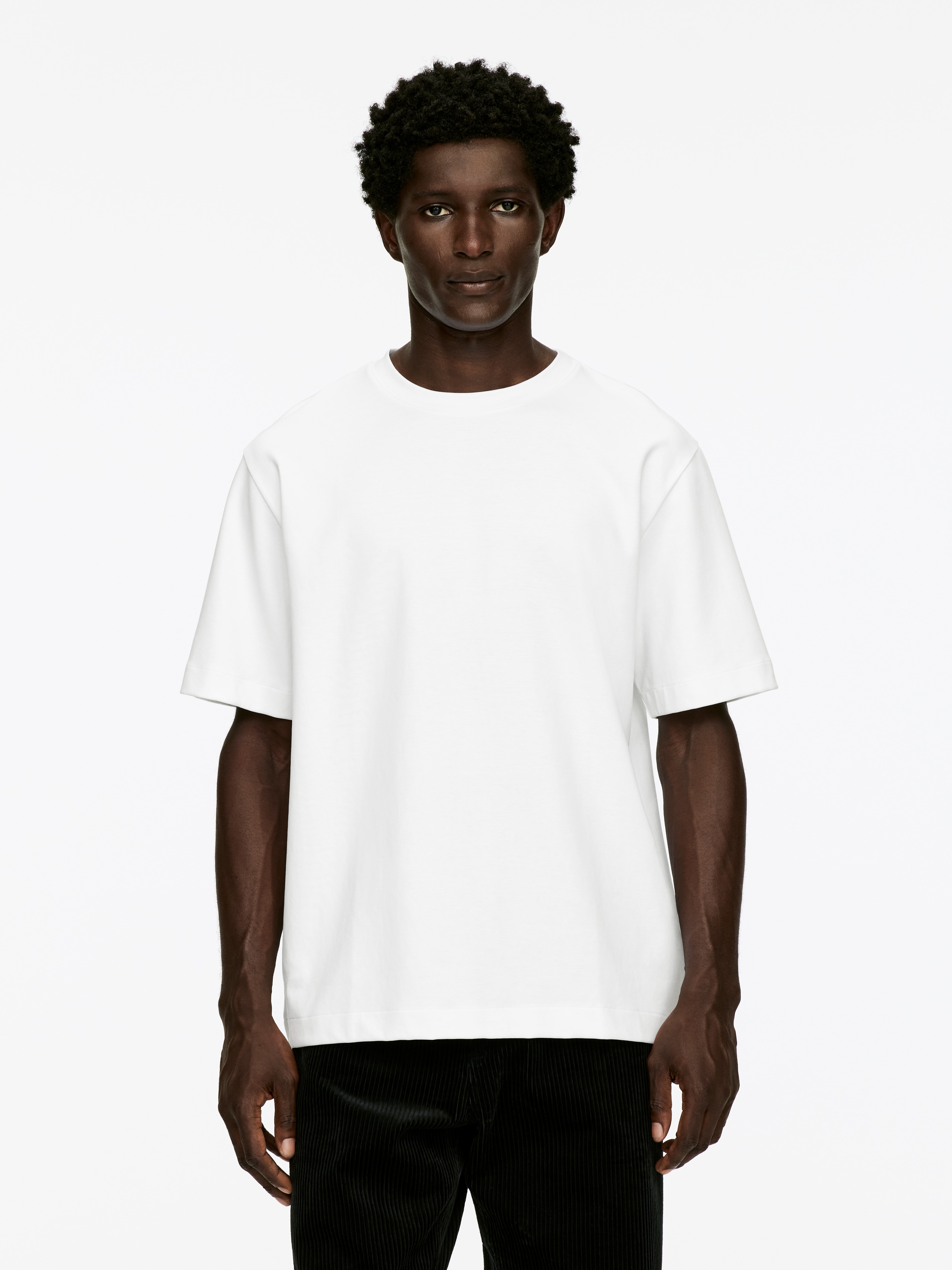 Interlock-T-Shirt - Weiß/Dunkles Burgunderrot/Schwarz