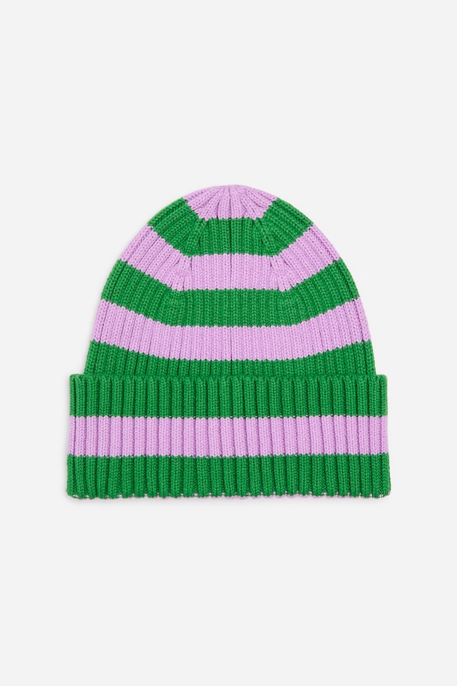 Rib-Knitted Beanie - Lilac/Green/Lilac/Pink/Red/Blue/Dark Blue/Bright Red/Dark Brown/Green - 1