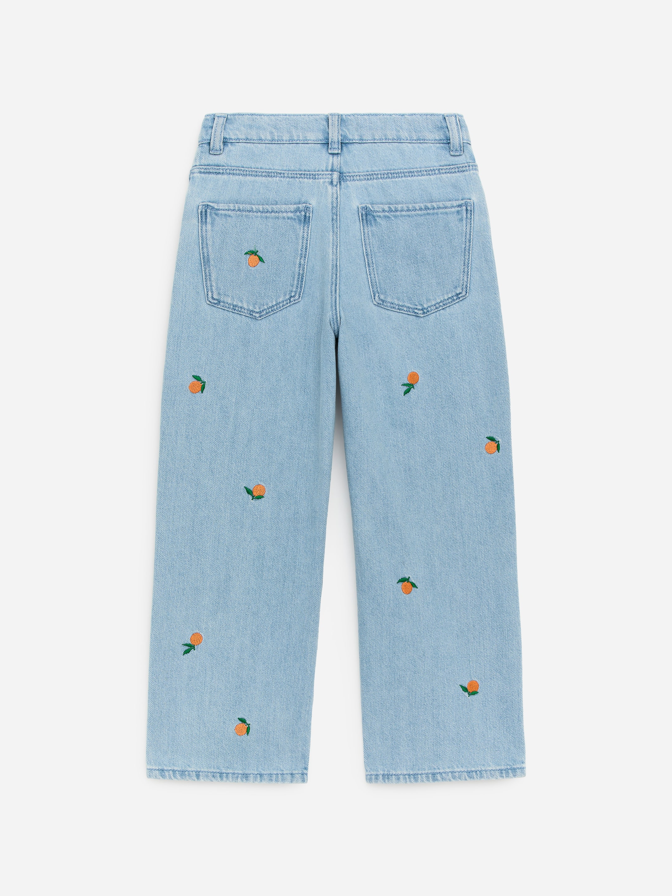 Pantalones denim bordados - Azul/naranjas - Corte relajado - Children - StillMedia/DescriptiveStillLife - 1