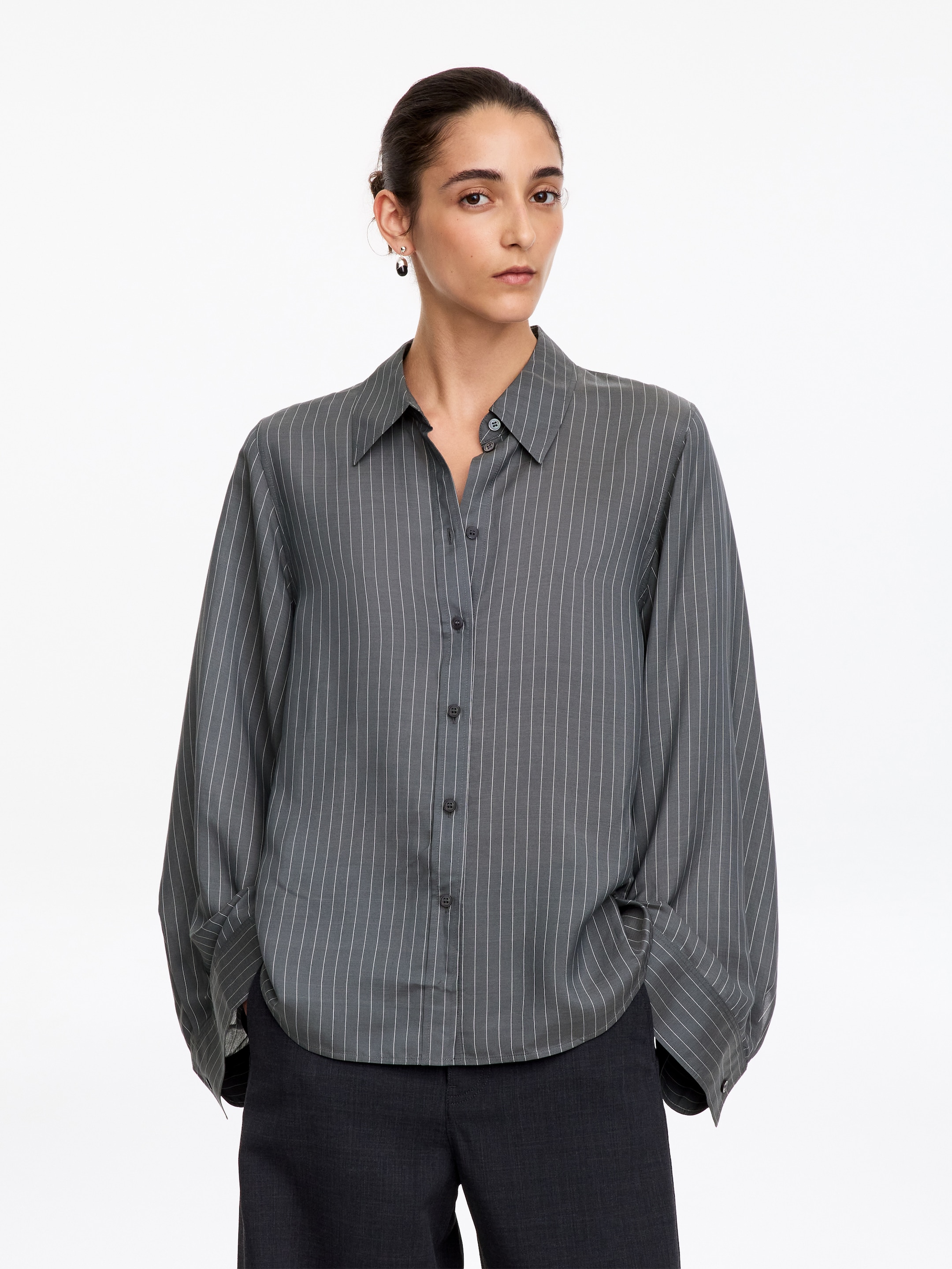Volume-Sleeve Blouse-Grey-20884