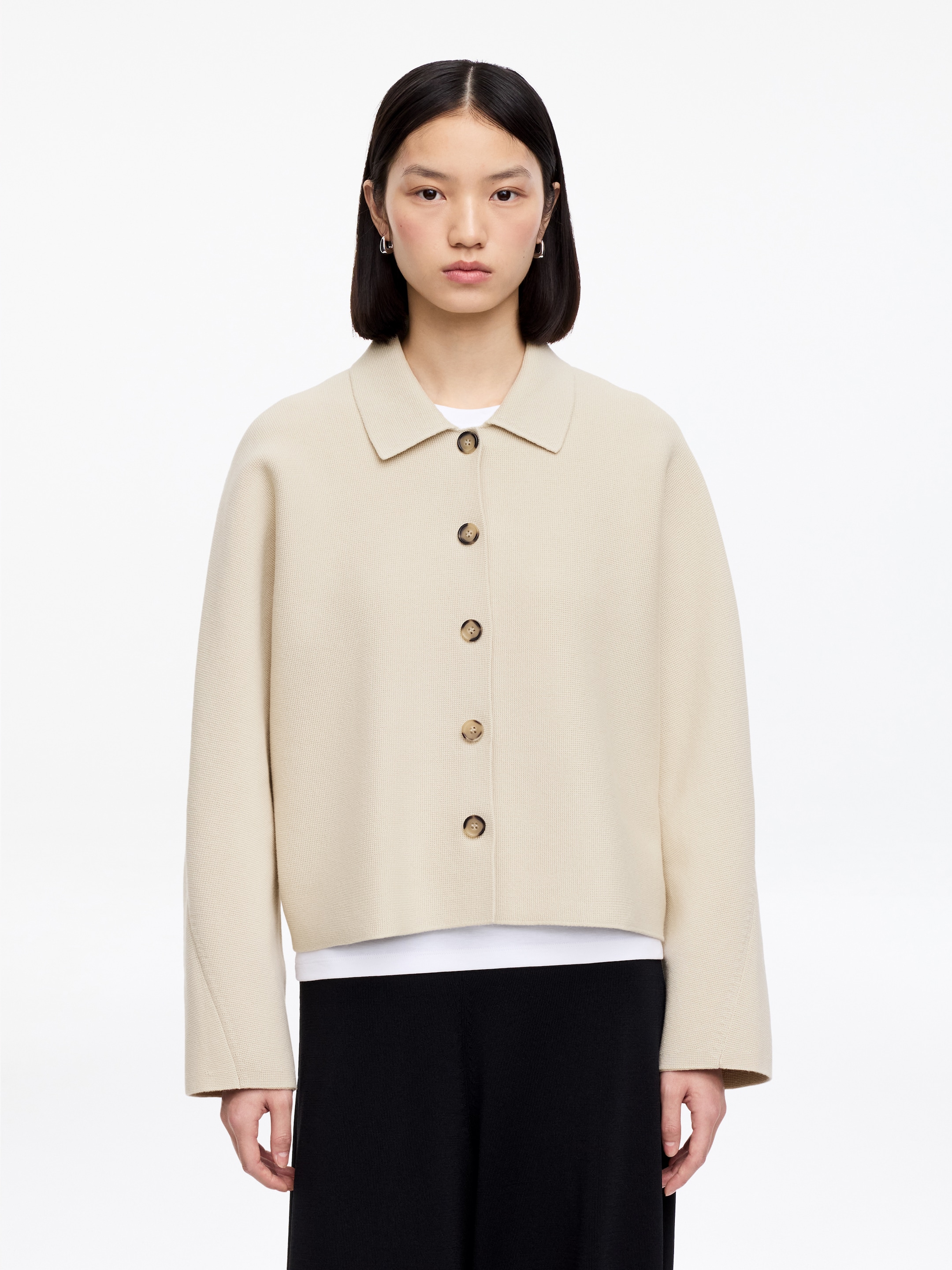 Knitted Cotton Jacket - Beige - Loose fit - Women - StillMedia/Lookbook - 7