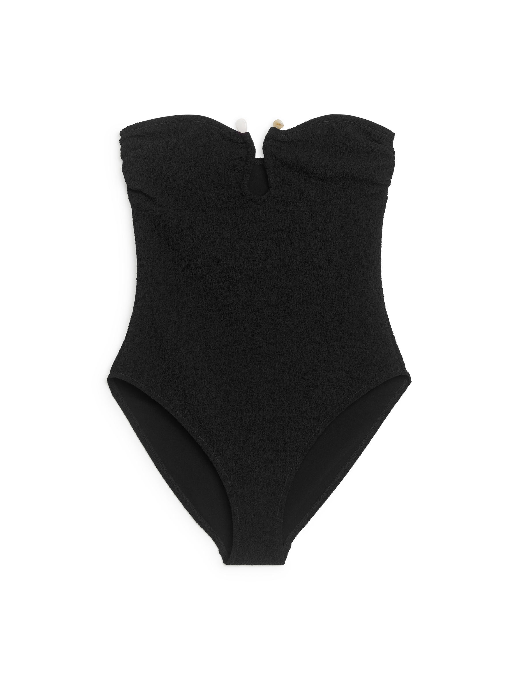 Textured Bandeau Swimsuit-Black-7842