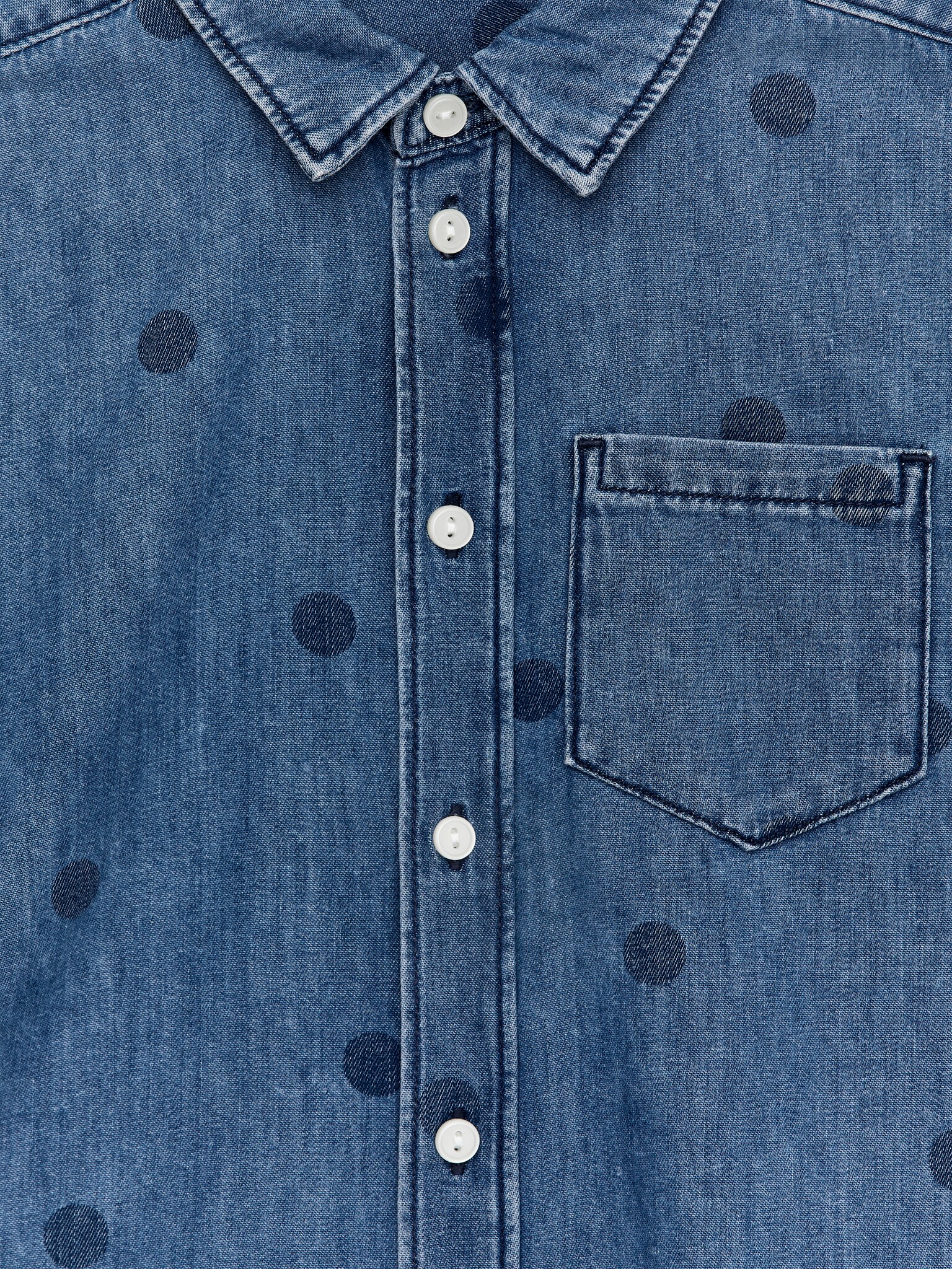 Printed Denim Shirt - Blue/Polkadots - 3