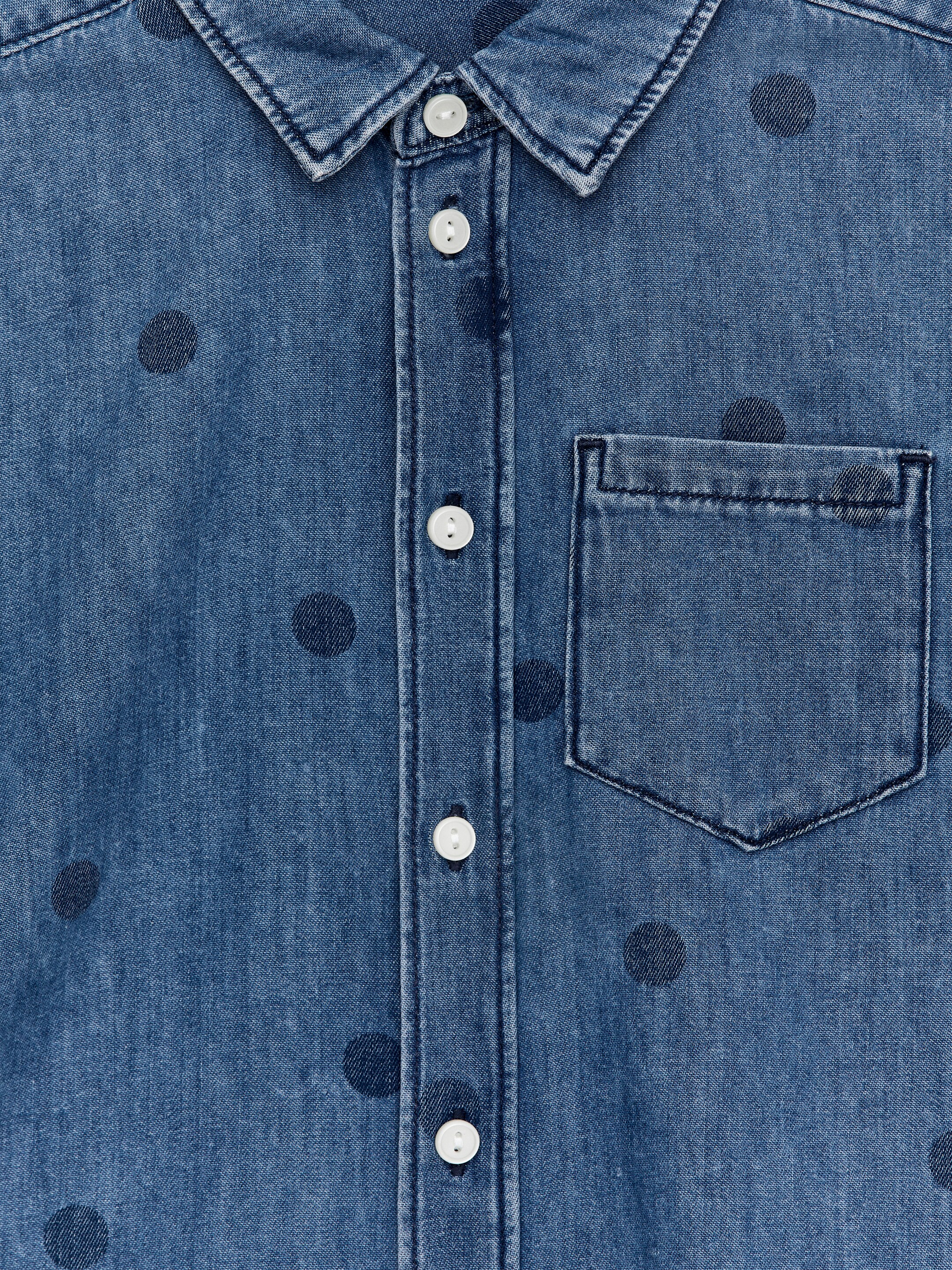 Ingrandisci l'immagine: Printed Denim Shirt - Blue/Polkadots - BAMBINO | H&M CH 3