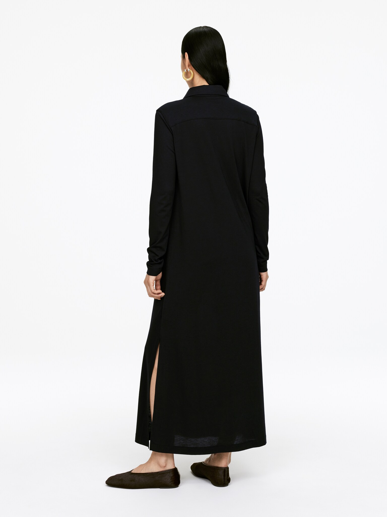 Maxi Shirt Dress - Black - 4