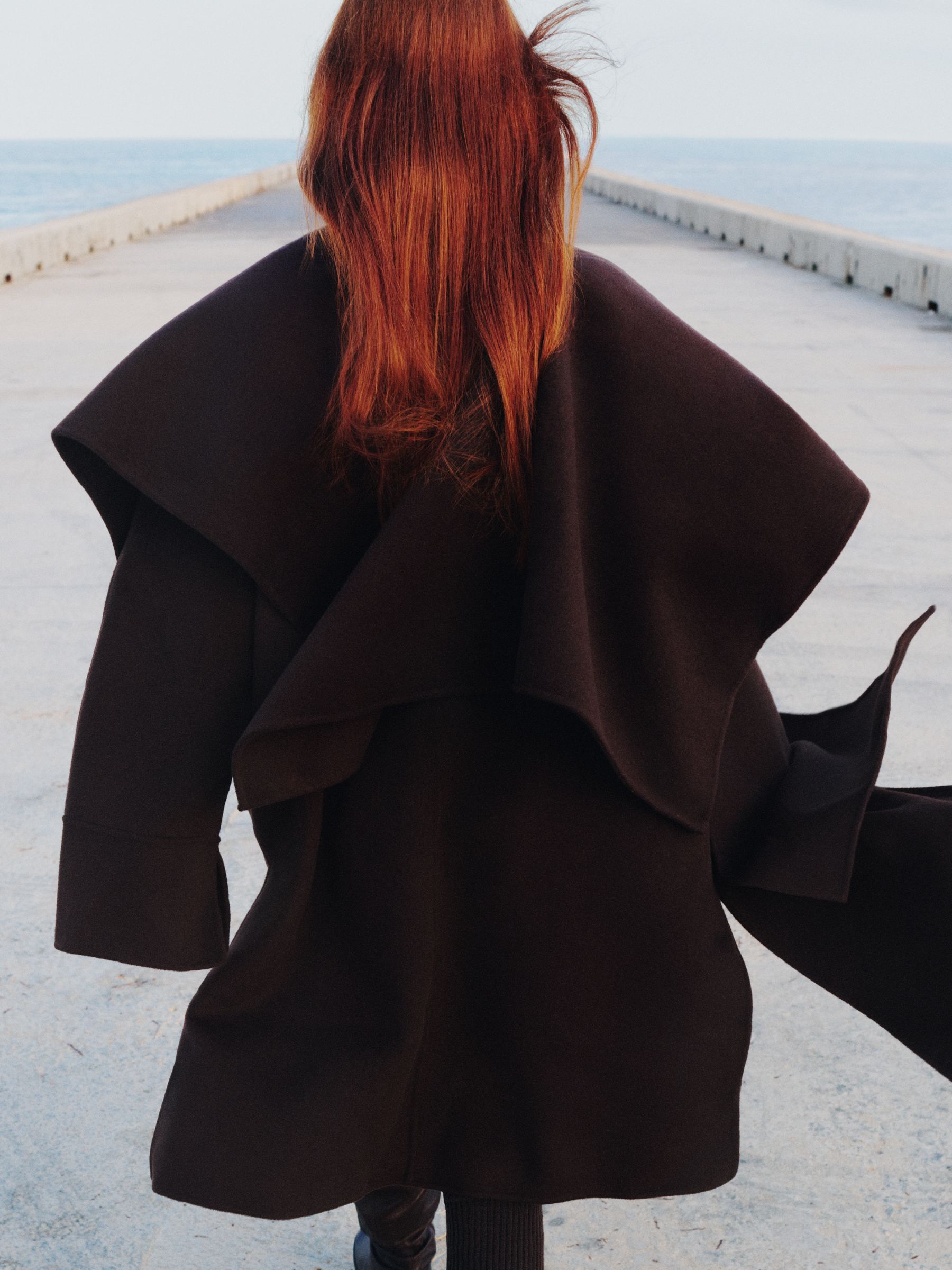 Doubleface-Mantel mit Cape - Dunkelbraun - Regular Fit - Damen - StillMedia/Environmental - 1