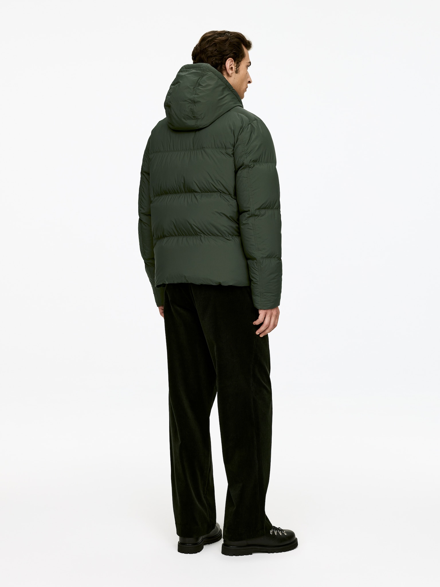 Pufferjacka, Upcycled Down - Mörkgrön/Svart - 8