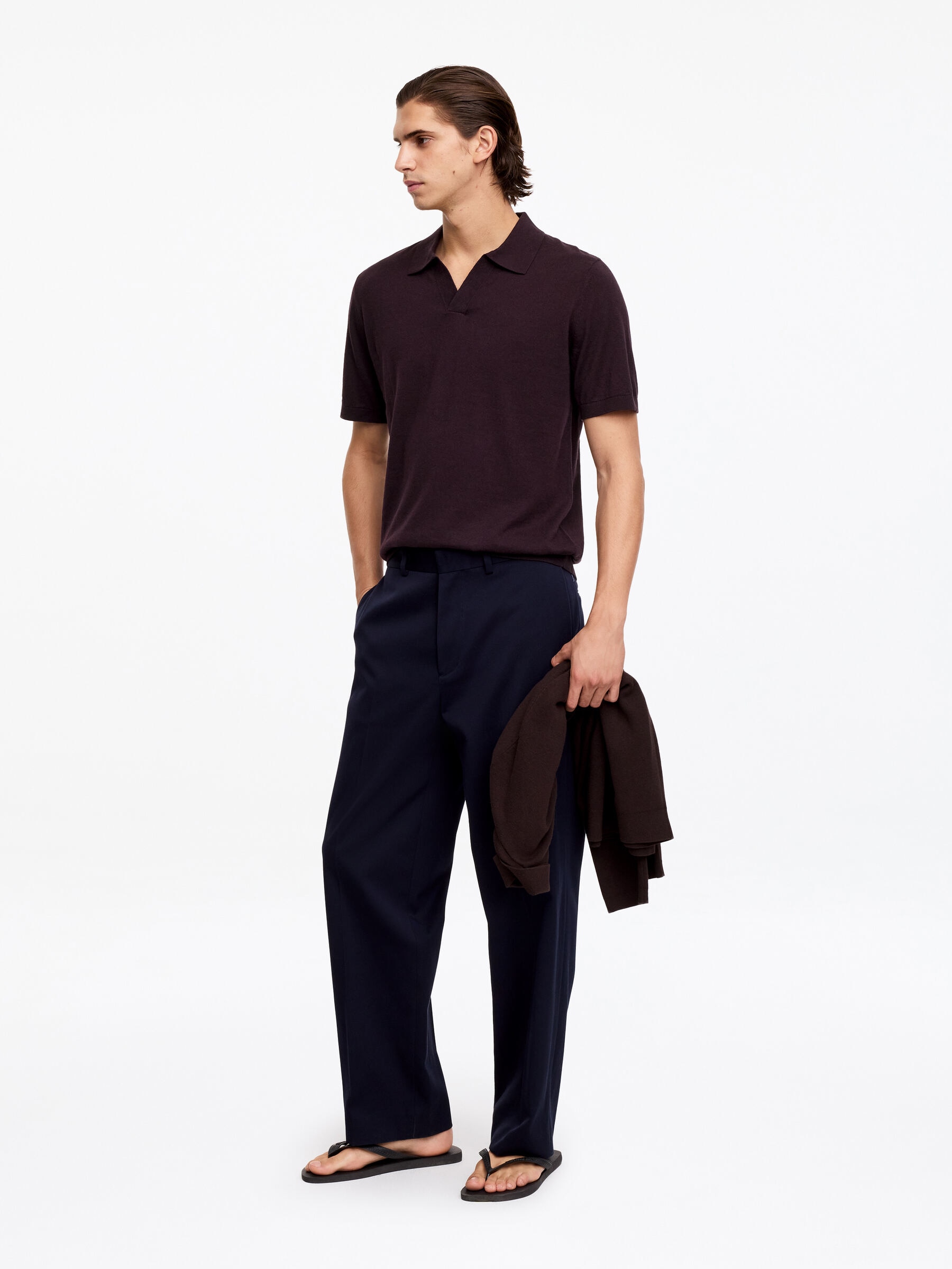 Cotton Linen Polo Shirt - Burgundy - Regular fit - Men - StillMedia/Lookbook - 10