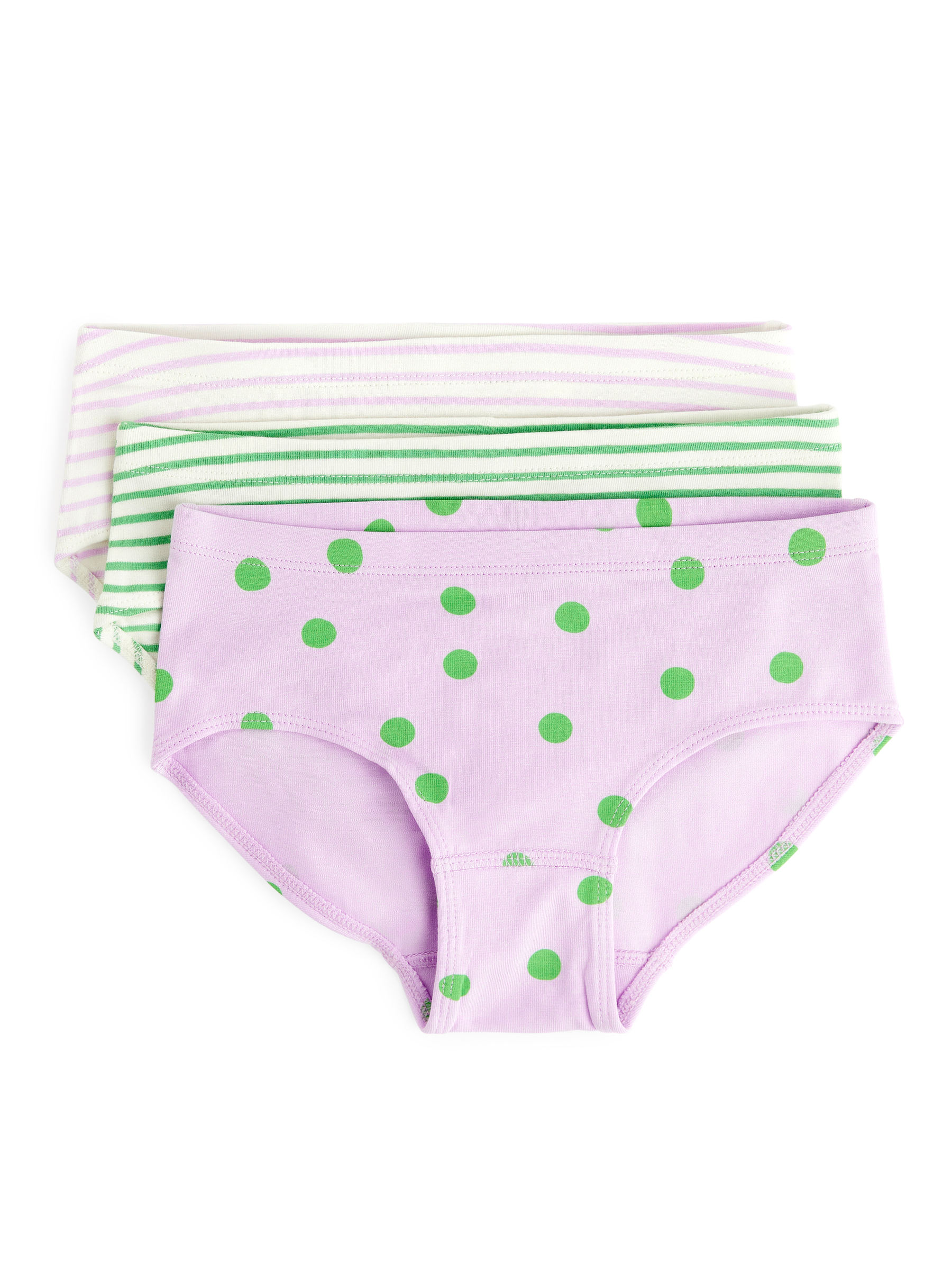 Slips aus Baumwolljersey, 3er-Set - Weiß/Grün/Flieder - Regular Fit - Kinder - StillMedia/DescriptiveStillLife - 1