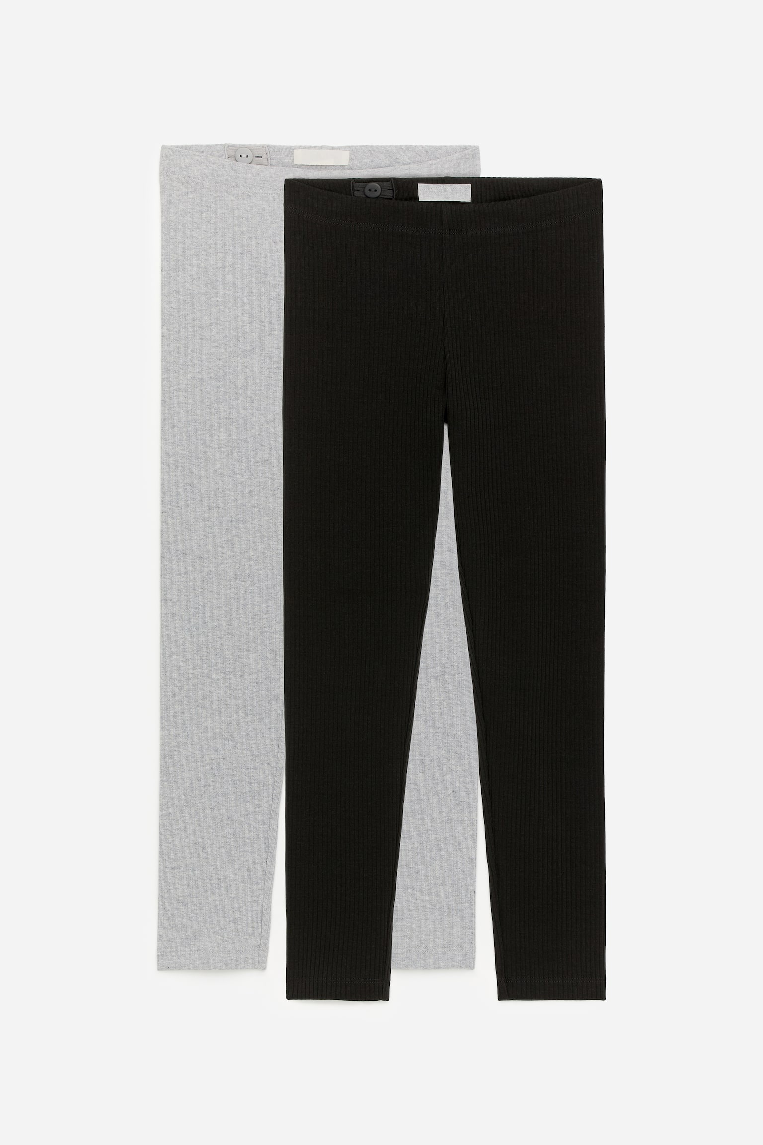 Rib Jersey Legíny Sada 2 ks - Čierna/šedá melange - 2