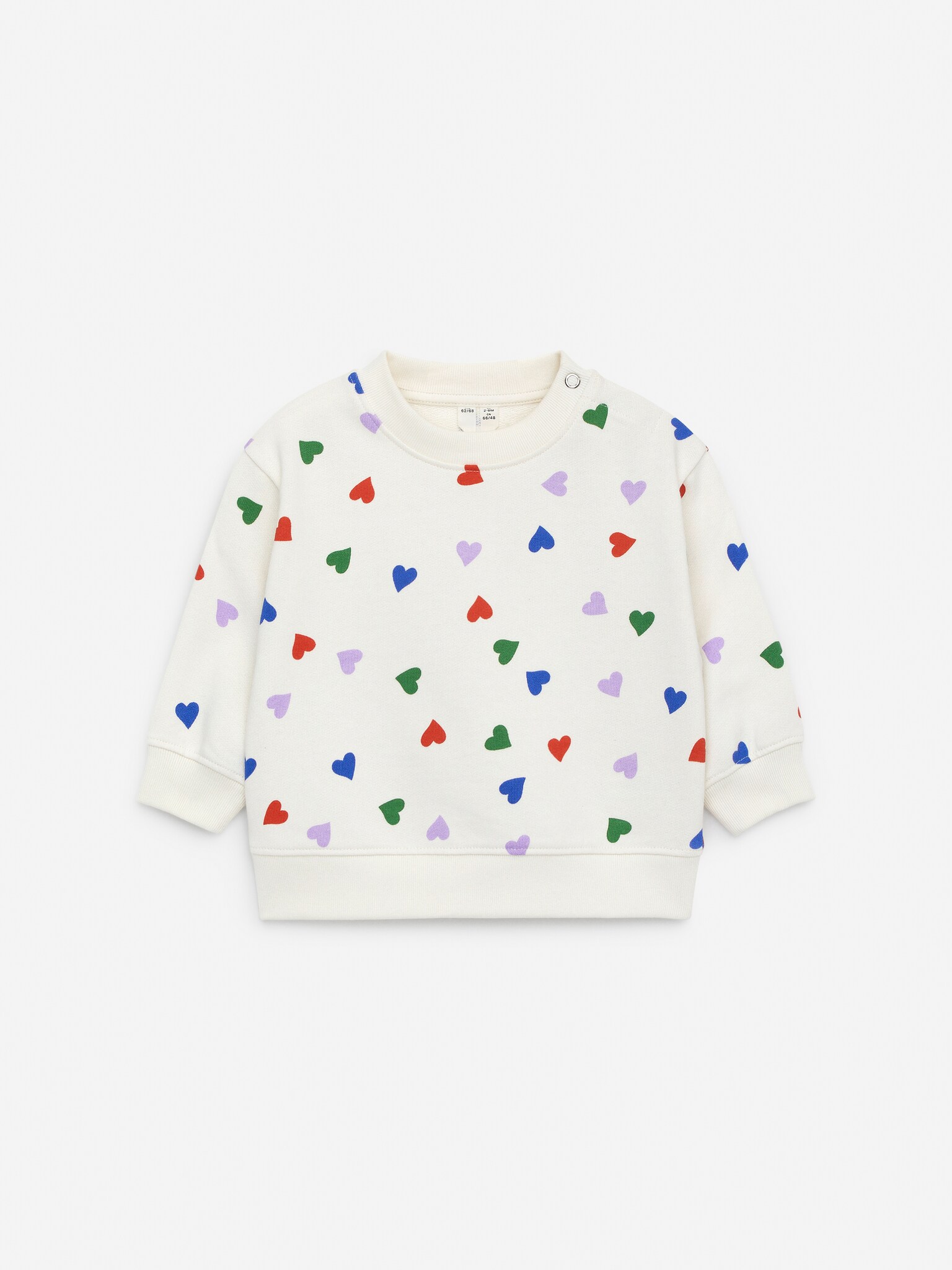 Sweat en coton - Blanc cassé/Cœurs/Bleu clair/Chiens - 1