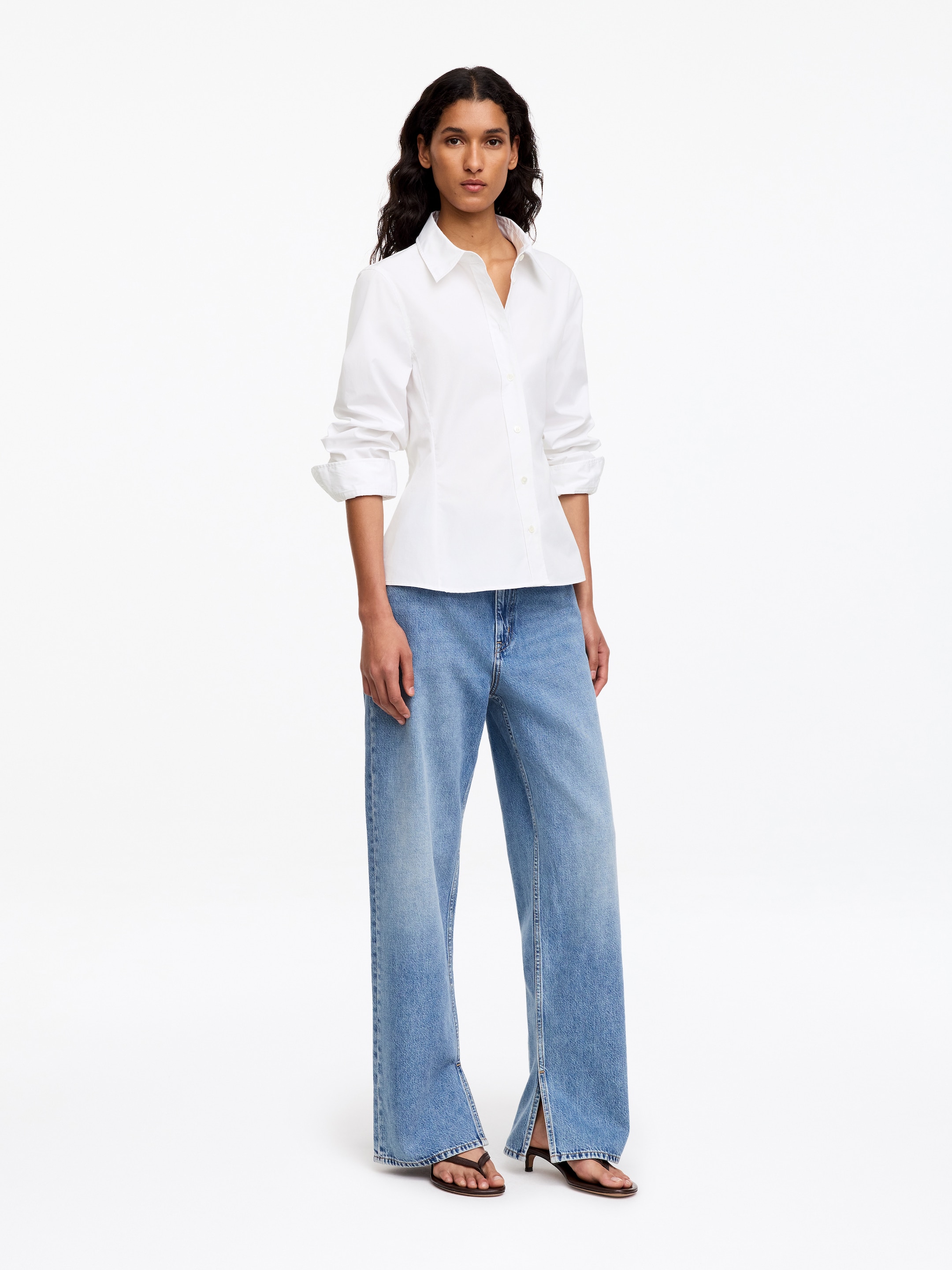 Camicia aderente in popeline di cotone - Bianco - Regular fit - Women - StillMedia/Lookbook - 6