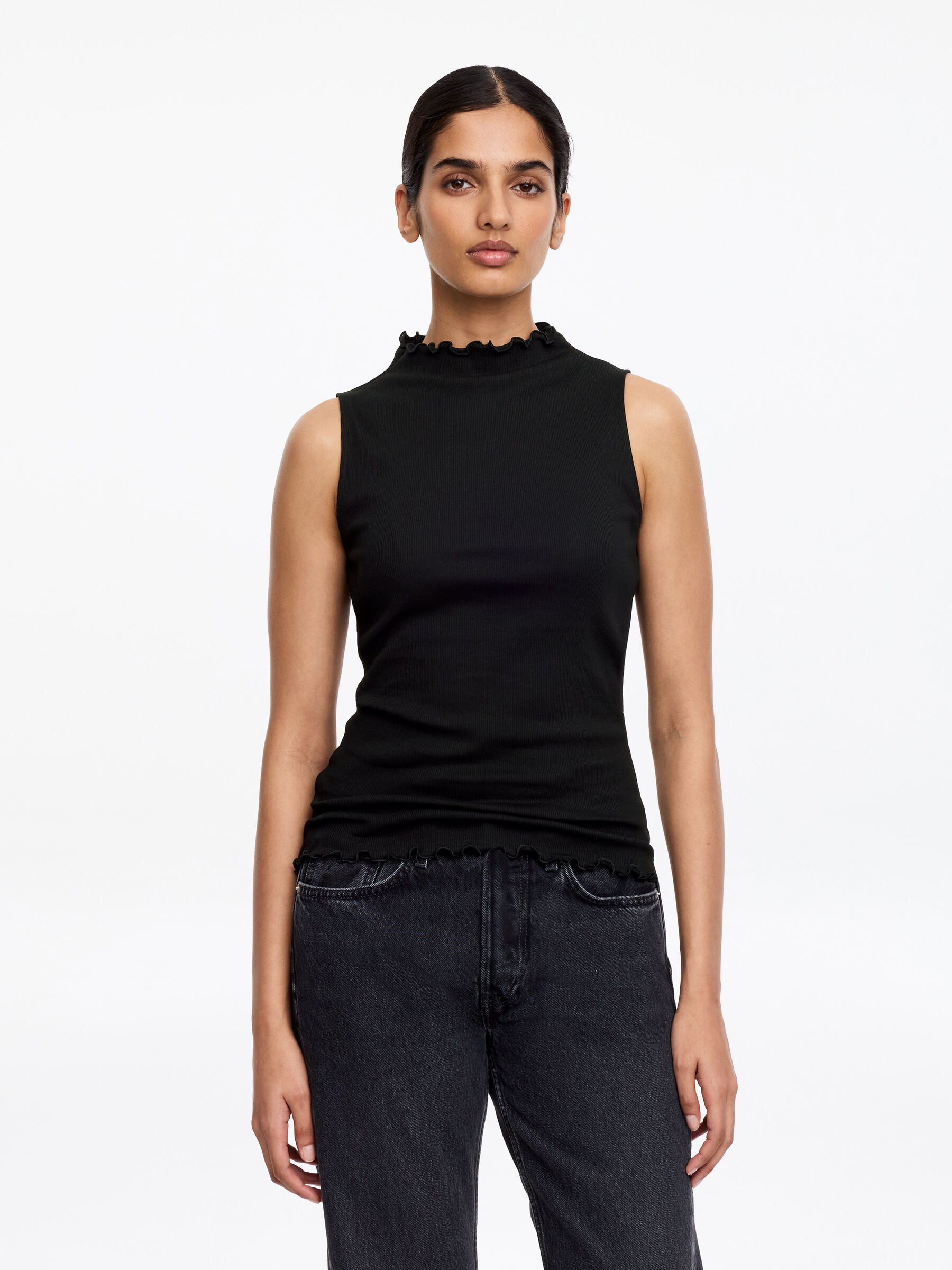 Mock-Neck Ribbed Top-#272627-18657
