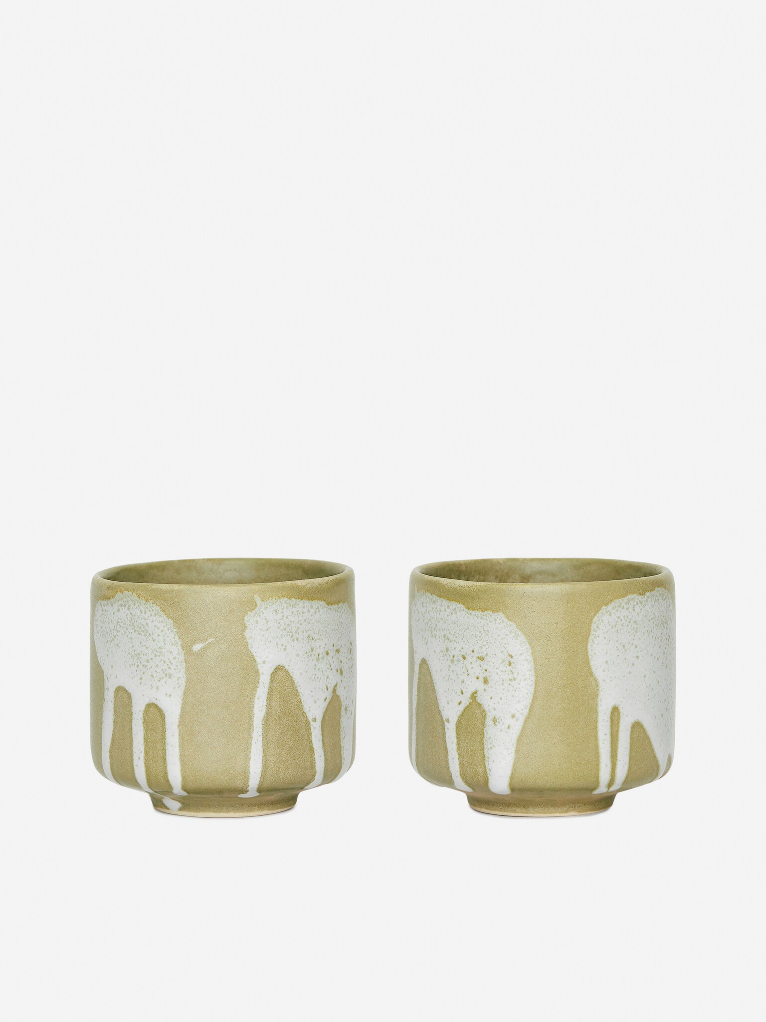 Lot de 2 tasses en grès - Vert poudré/Bleu/Blanc/Bleu/Blanc/Blanc cassé / Taches de bleu/Éclaboussure rose/Carreaux bleus