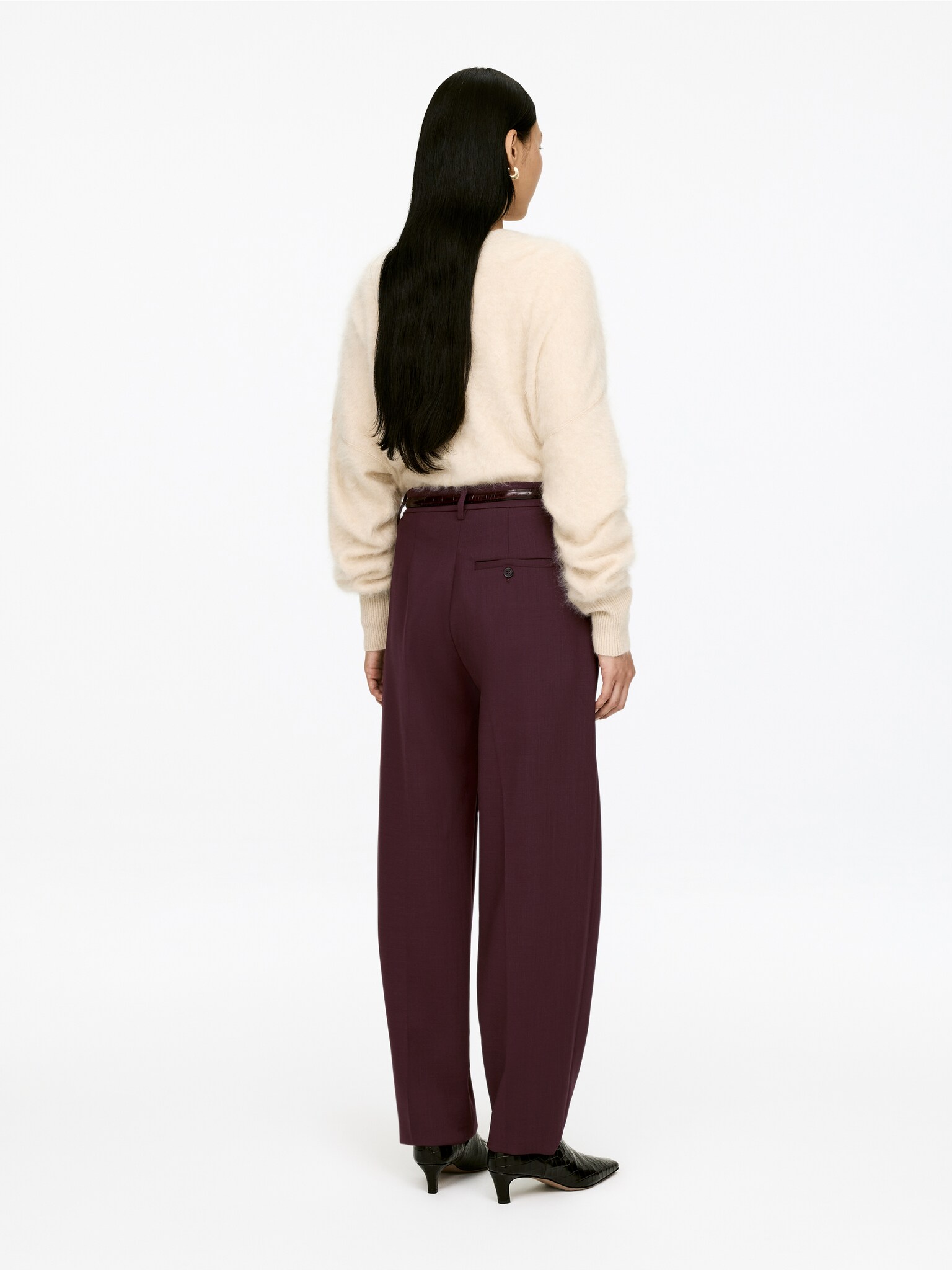 Pantalon à plis pressés - Bordeaux/Noir - 4
