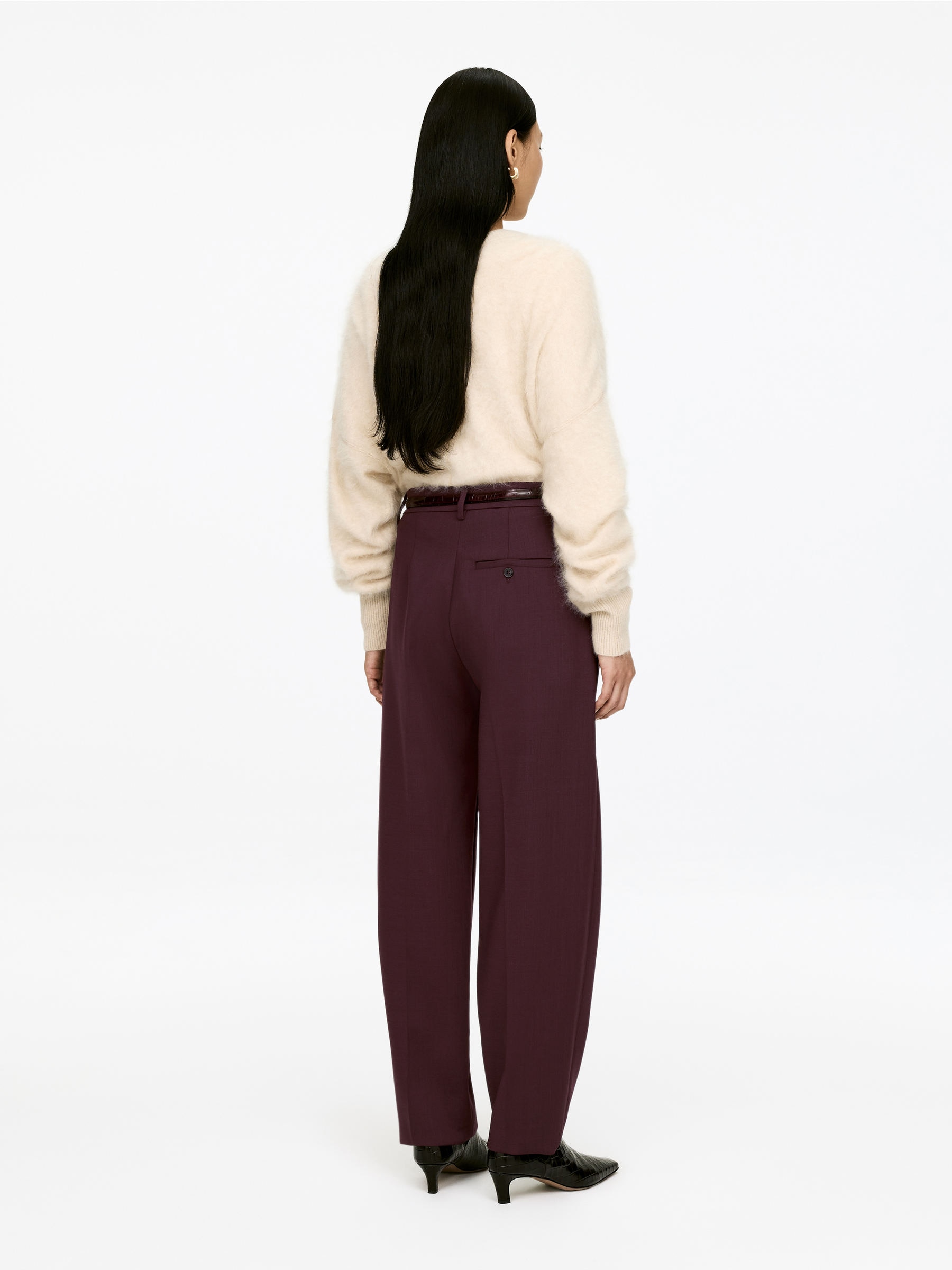 Pantalon à plis pressés - Bordeaux - Regular fit - Femme - StillMedia/Lookbook - 6