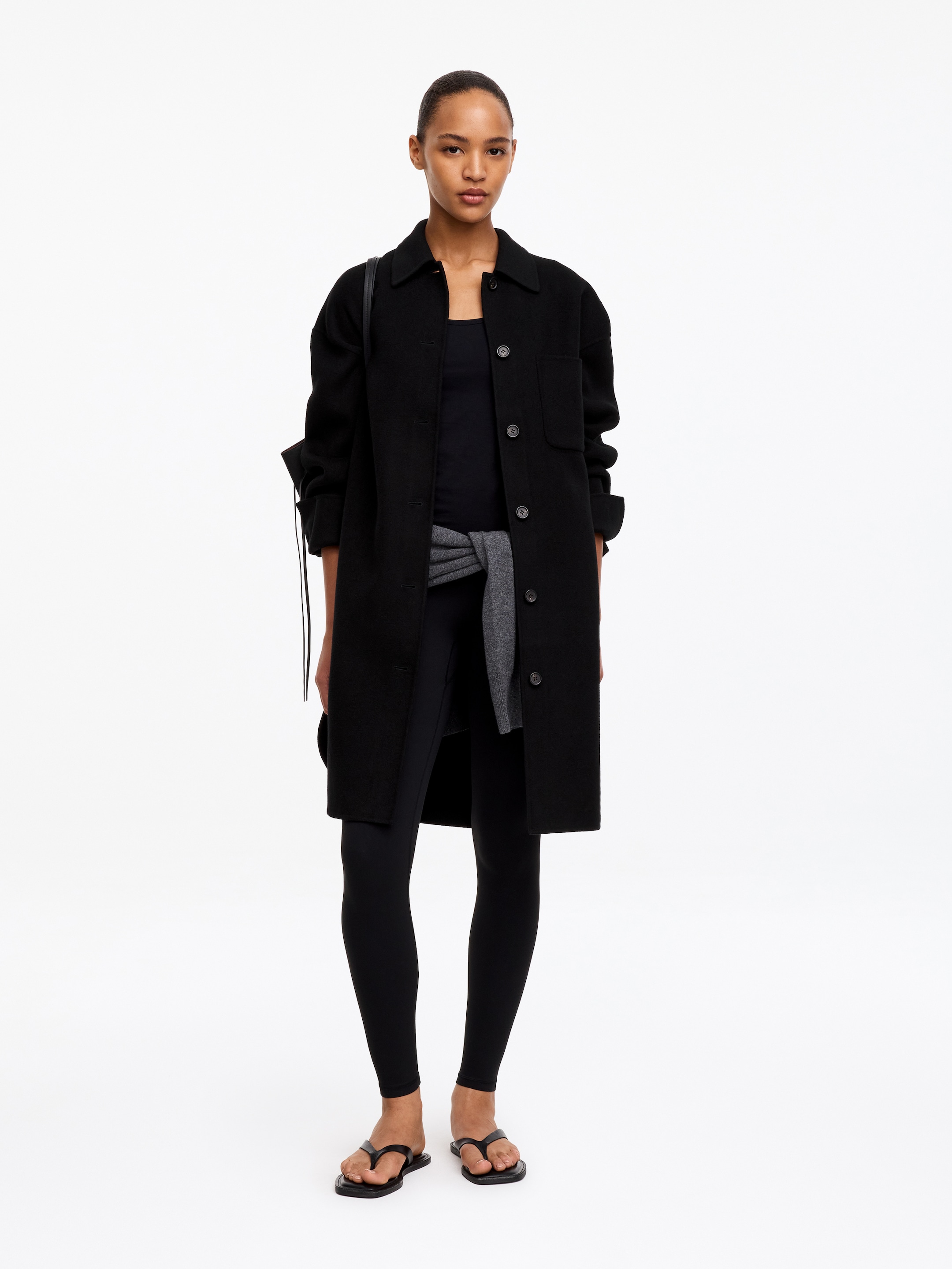 Dubbelvävd overshirt-Black-20026