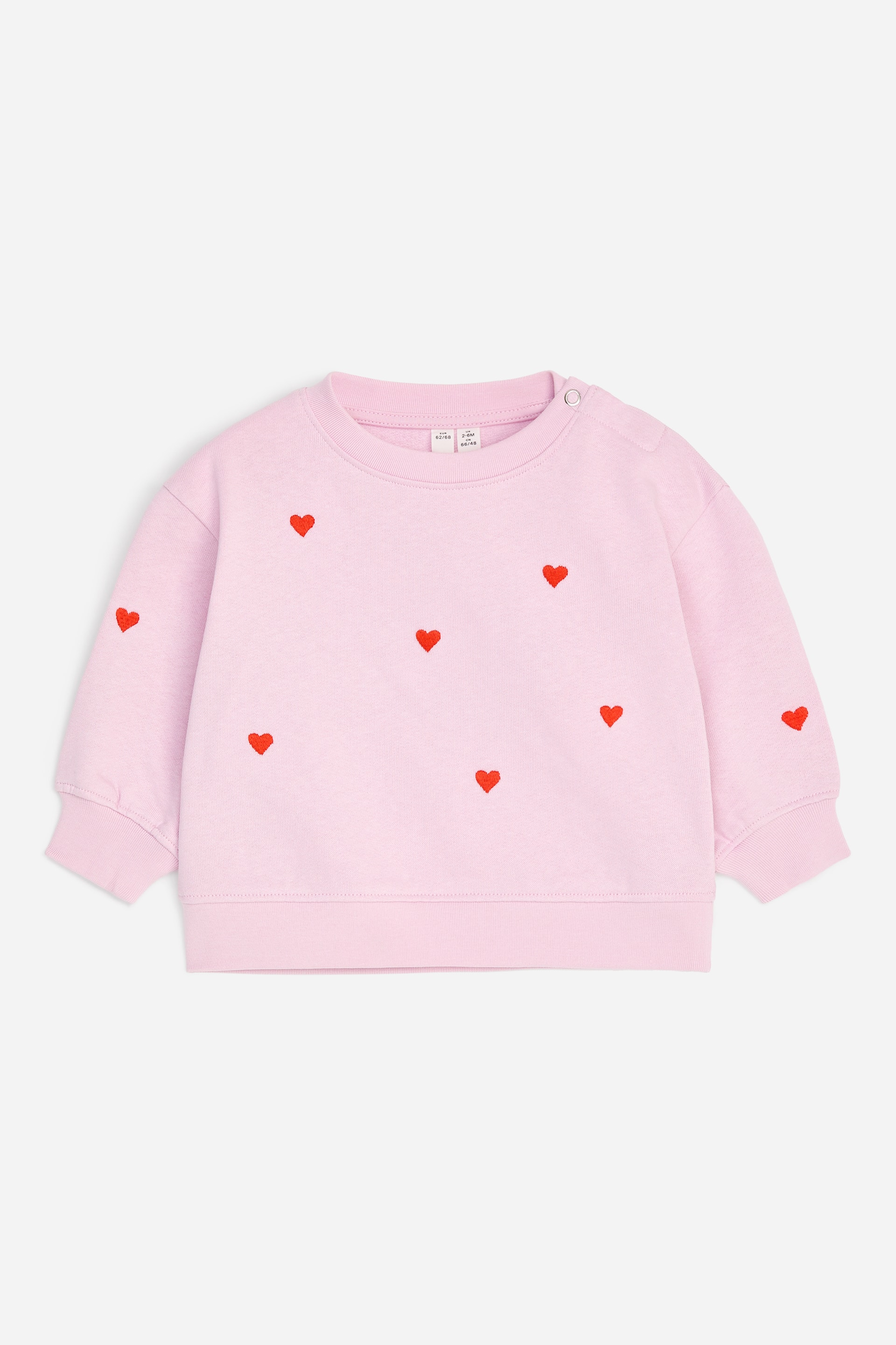 Grösseres Bild ansehen: Baumwoll-Sweatshirt mit Stickerei - Rosa/rote Herzen - KINDER | H&M CH 1