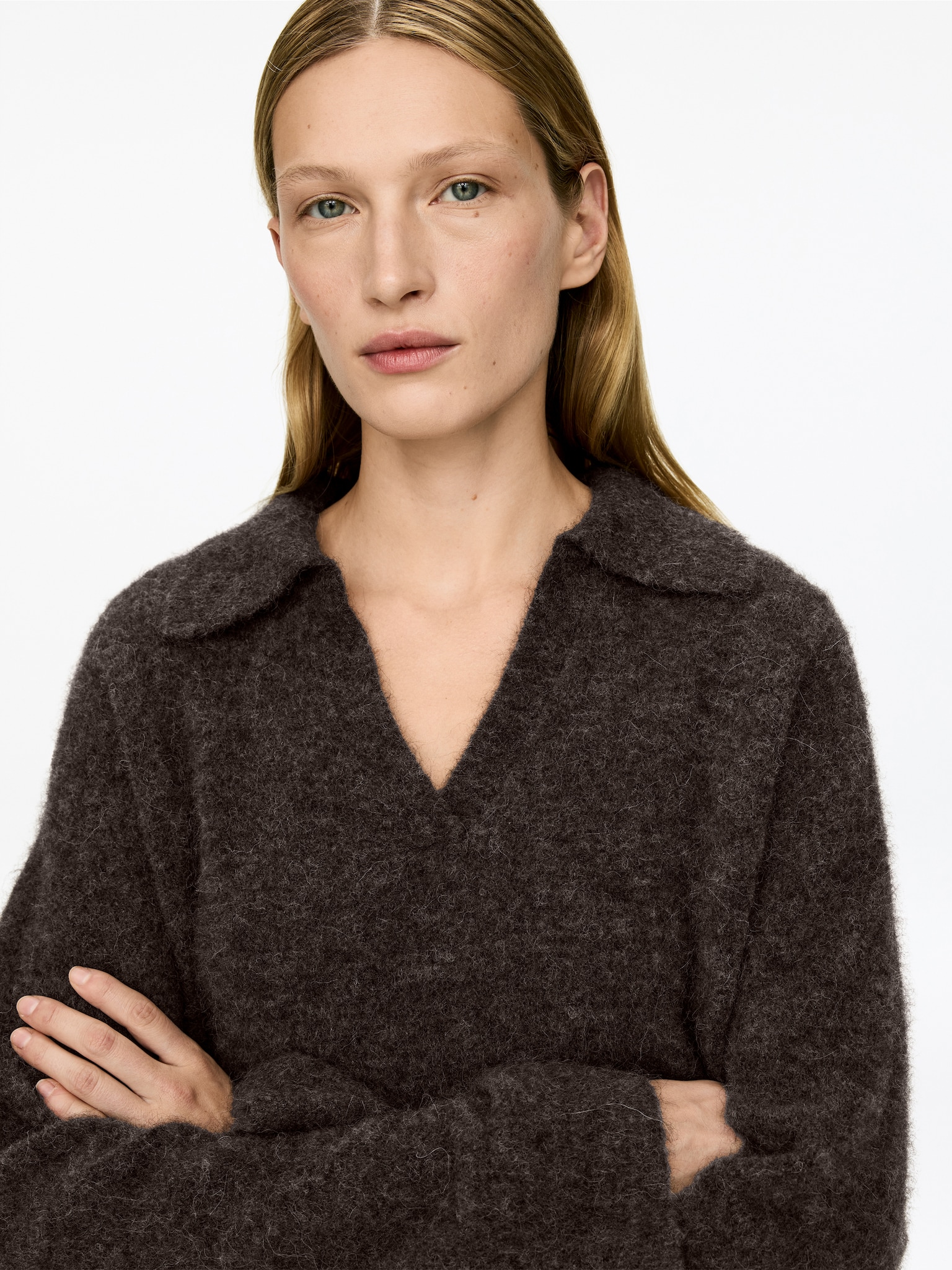 Alpaca-Wool Blend Jumper - Brown/Grey Melange/Blue - 4