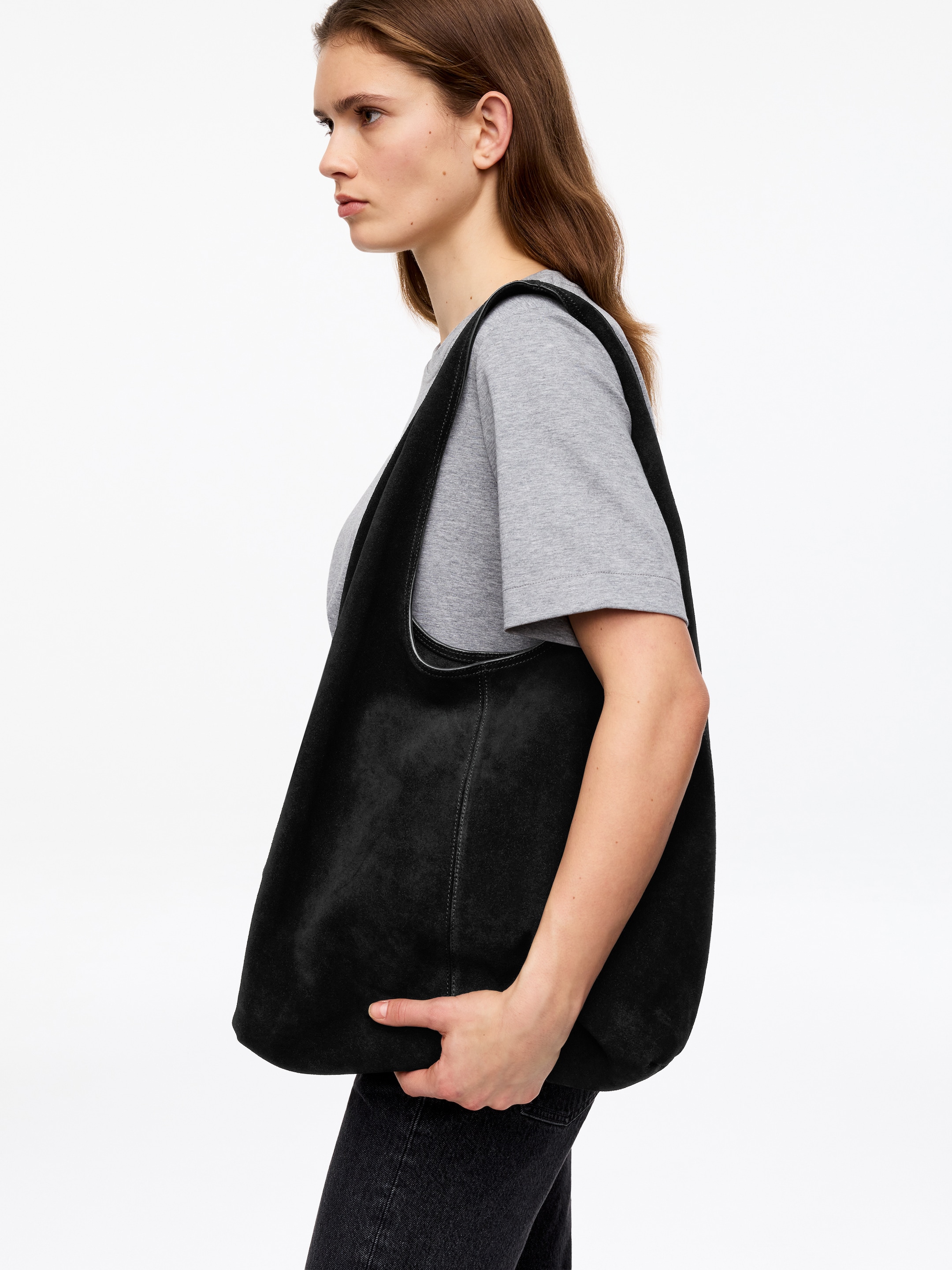 Miękka torba z dwoiny zamszowej - Czarny - Women - StillMedia/Lookbook - 6