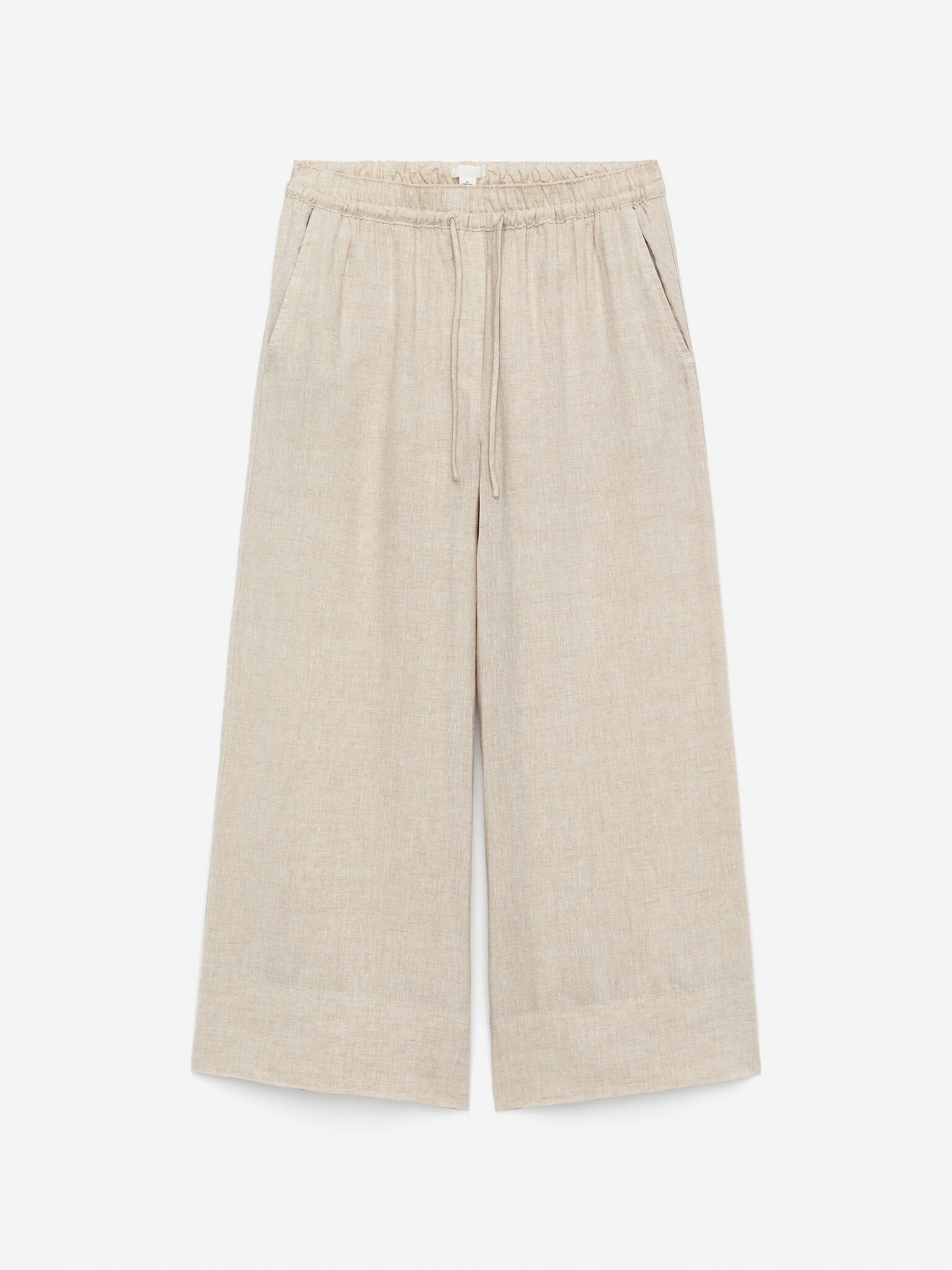 Pantalon raccourci en lin - Beige - 2