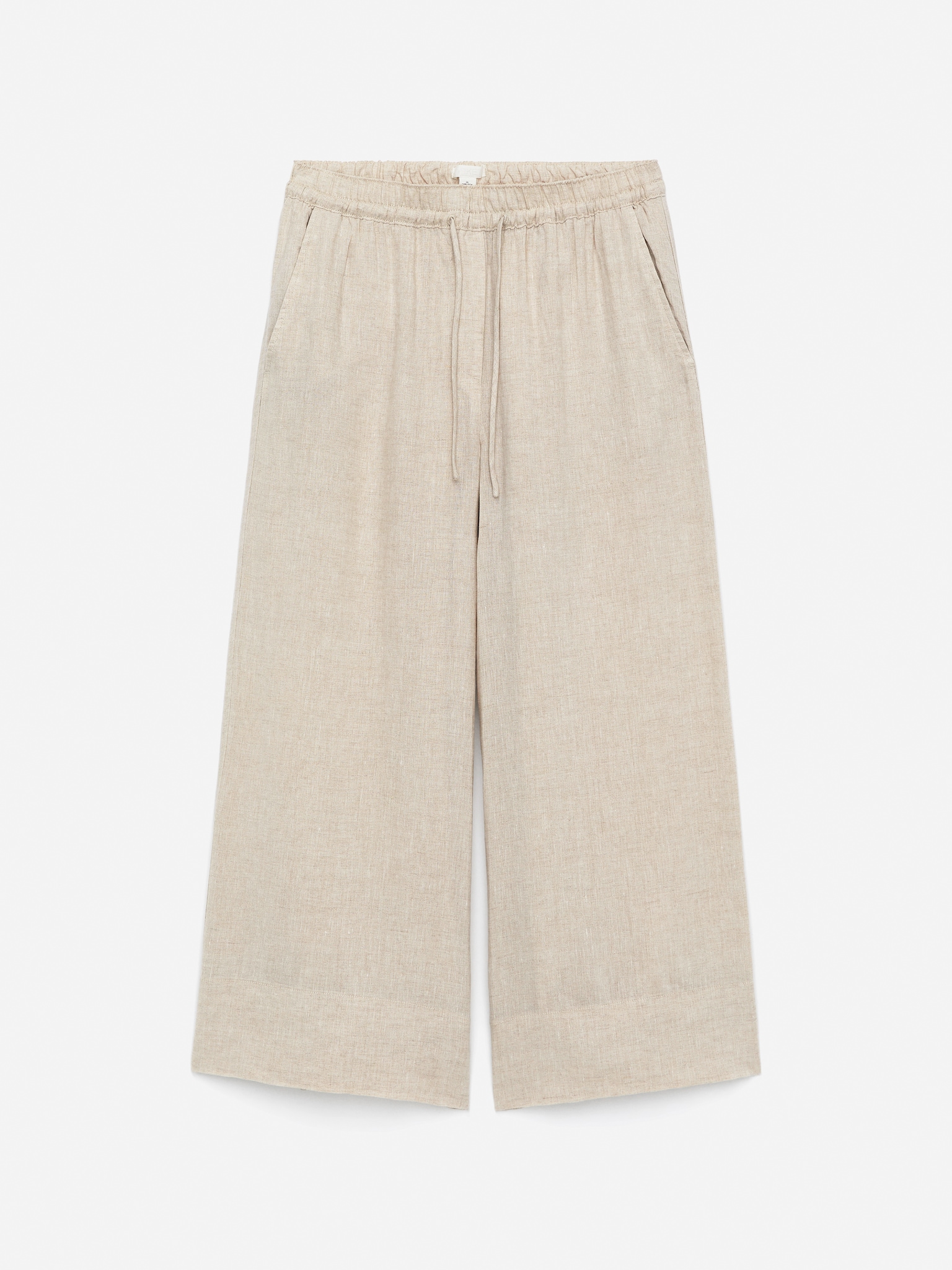 Cropped-Leinenhose - Beige/Dunkelblau