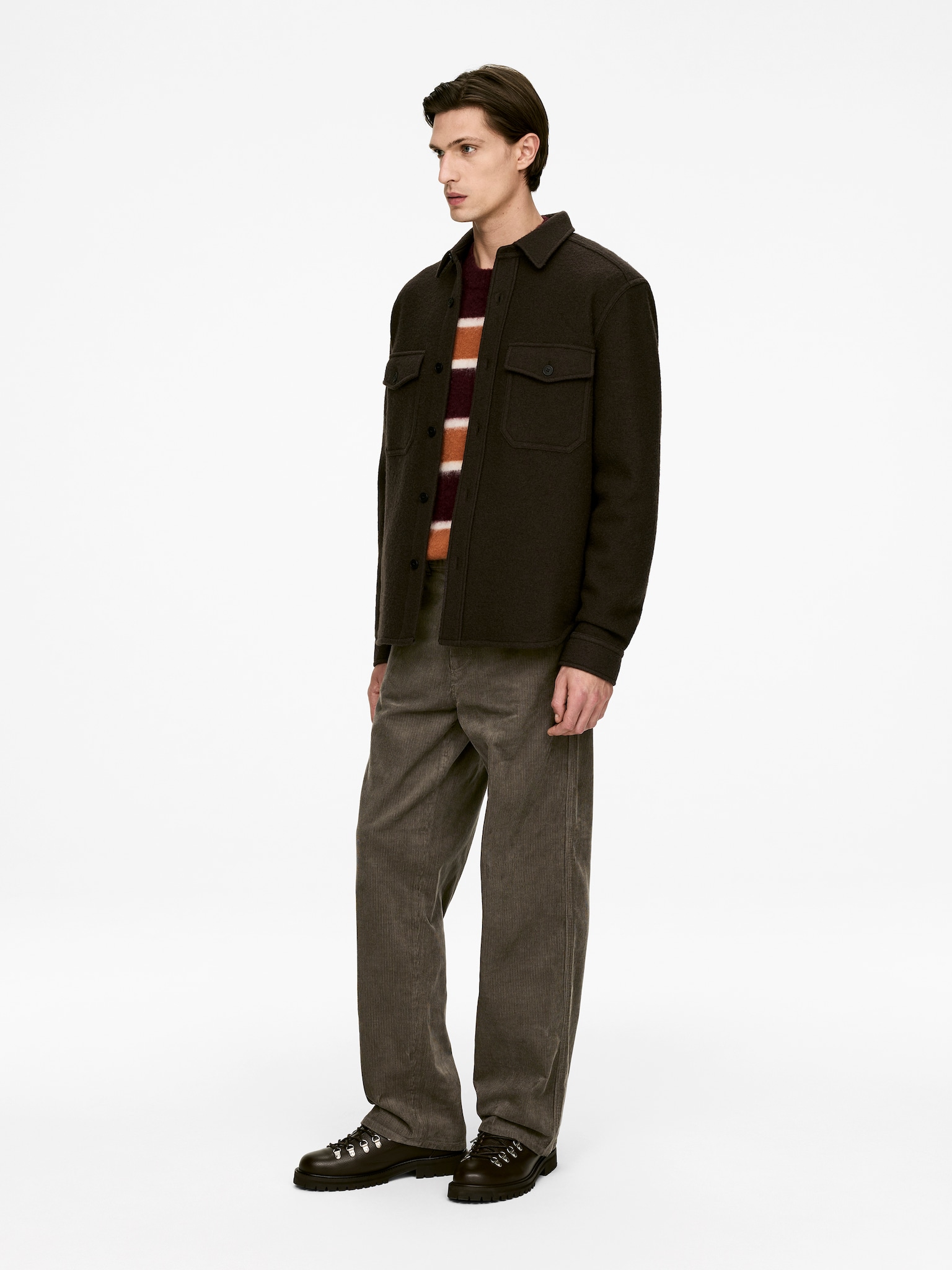 Pantalon décontracté en velours côtelé - Vert foncé/Beige/Bleu foncé - 3