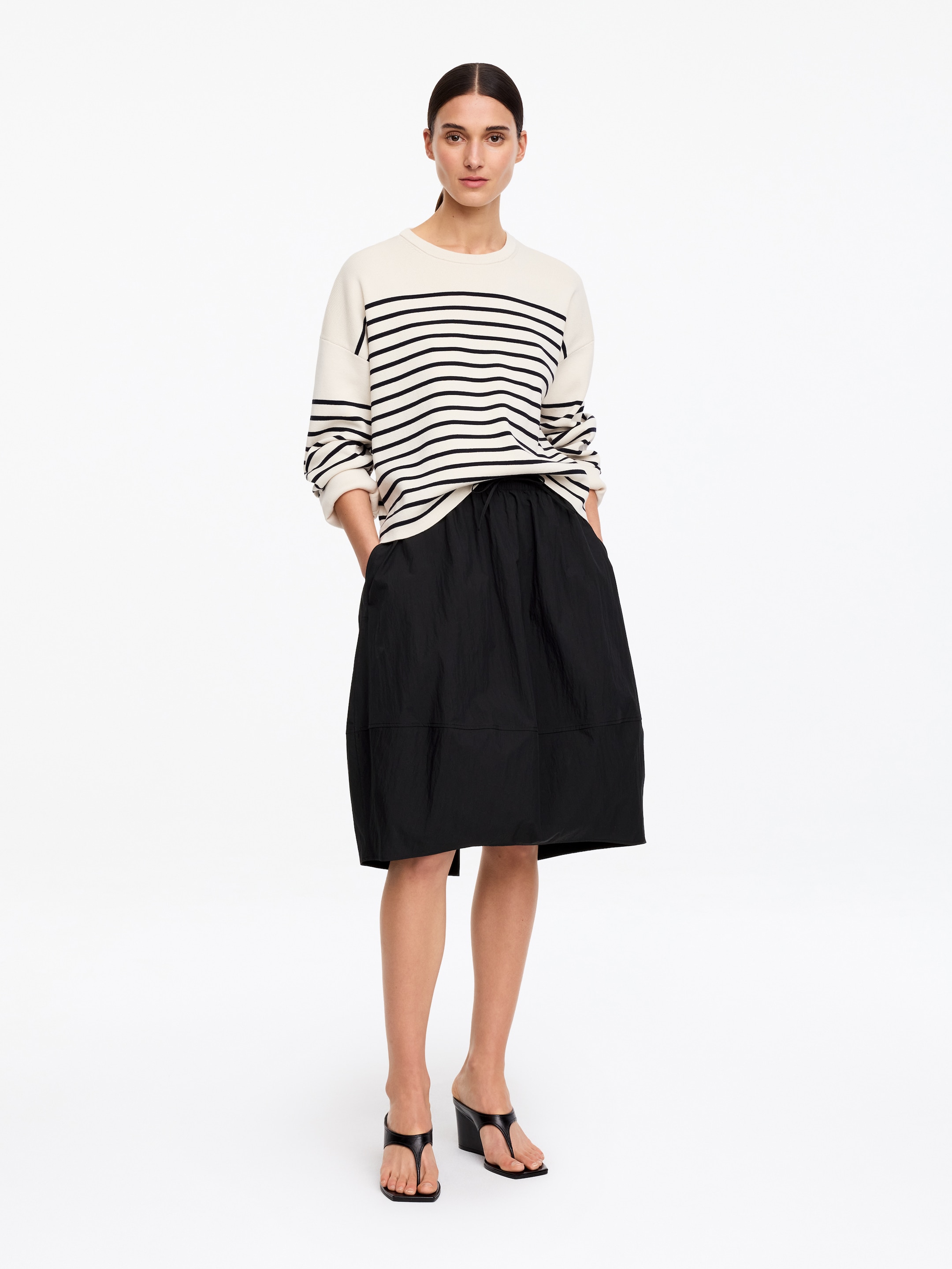 Cocoon Midi Skirt-#191919-18972