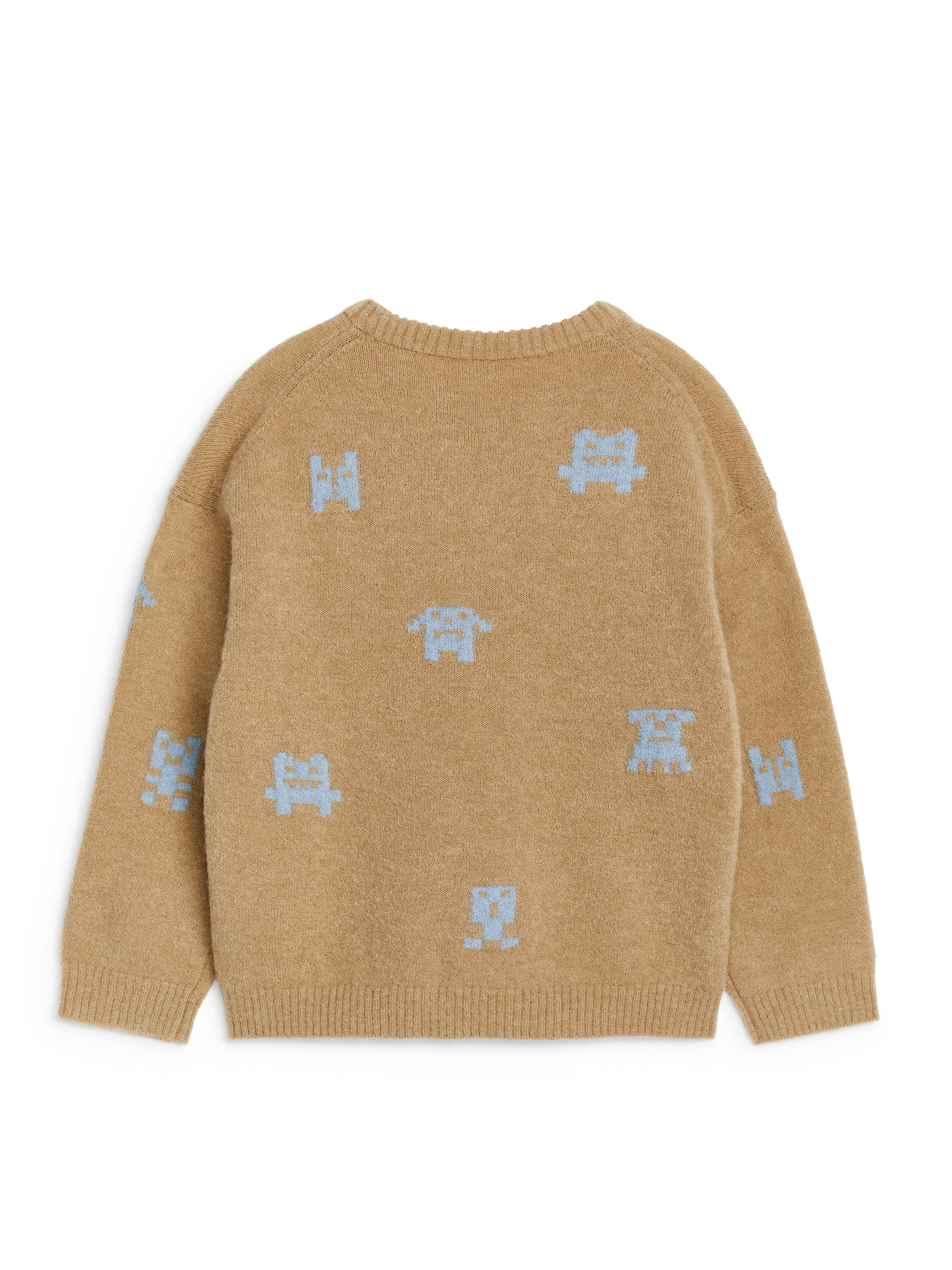 Wool-Alpaca Blend Jumper - Beige/Blue Monsters - Relaxed fit - Children - StillMedia/DescriptiveStillLife - 3